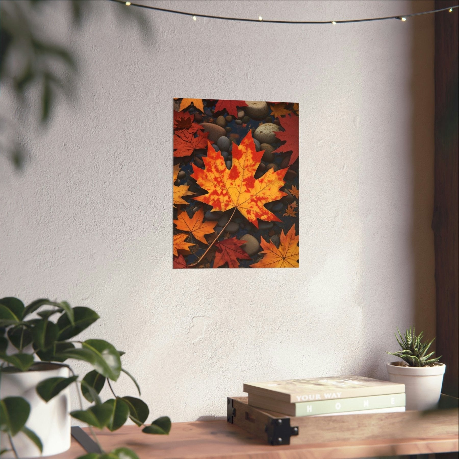 Poster print of a leaf in the season of Fall Autumn hung on a wall | Janlyn's Crafts