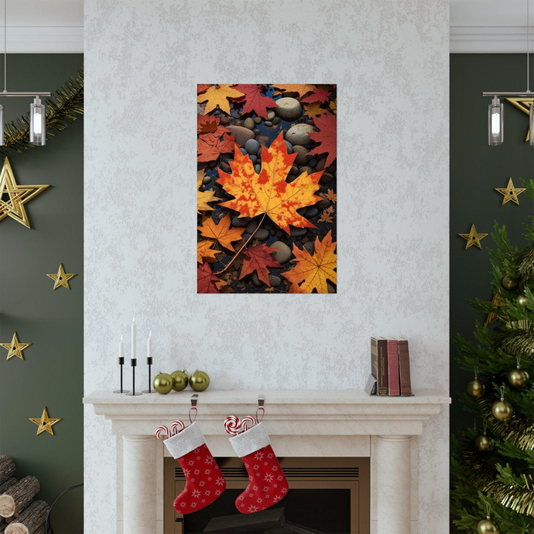 Poster print of a leaf in the season of Fall Autumn hung on a wall | Janlyn's Crafts