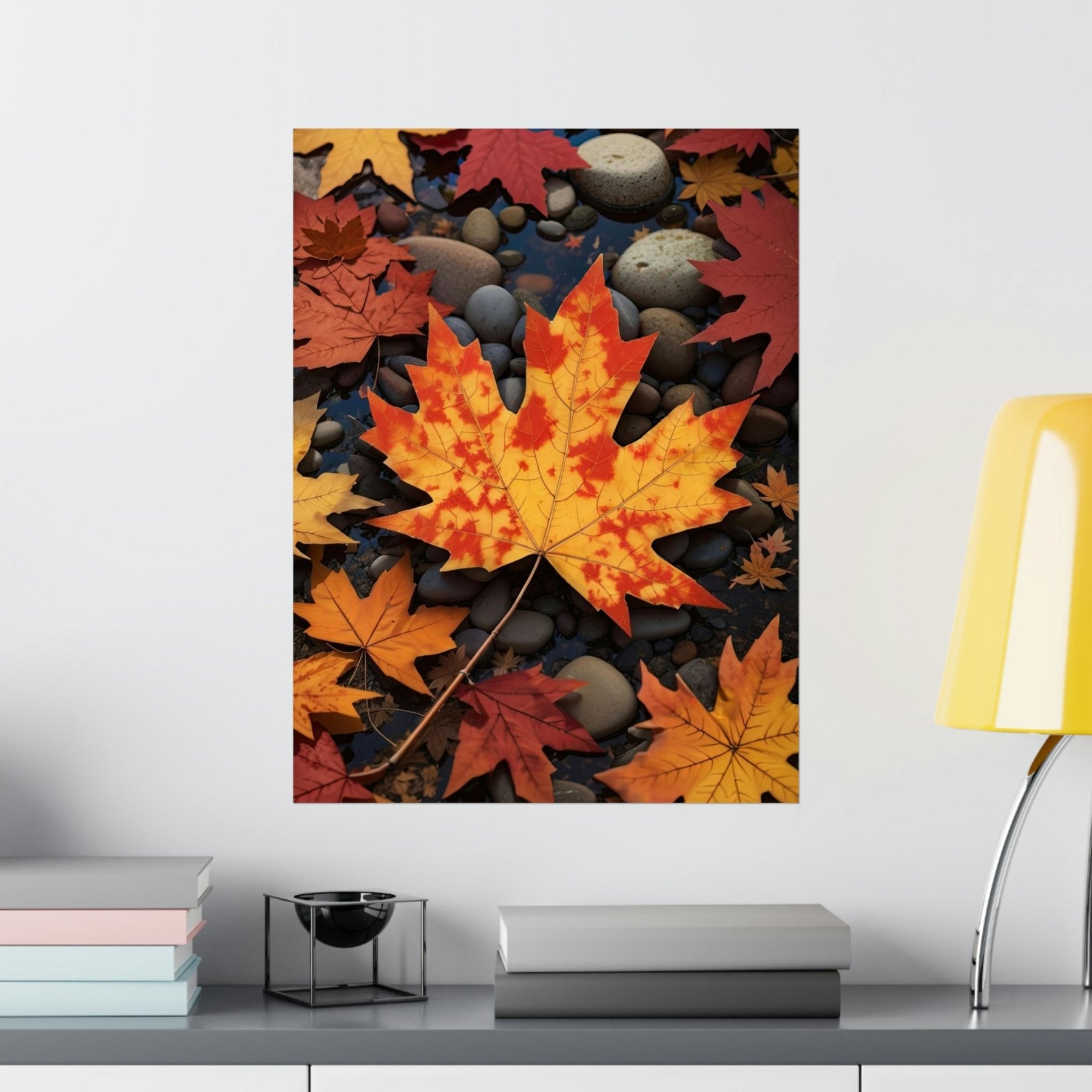 Poster print of a leaf in the season of Fall Autumn hung on a wall | Janlyn's Crafts