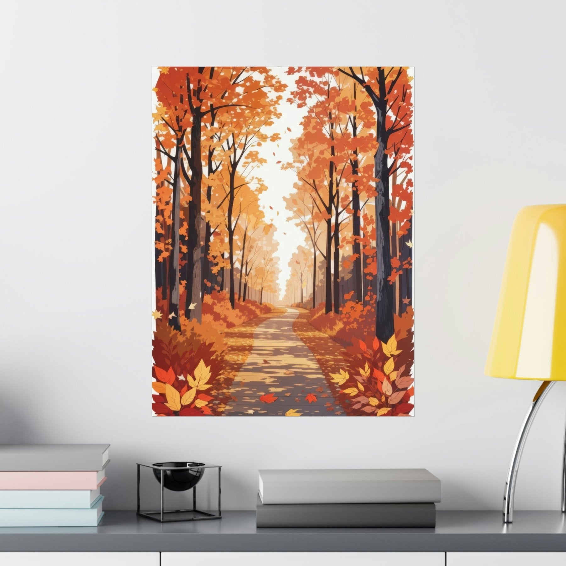 Poster print of Forest scene in the season of Fall Autumn hung on a wall | Janlyn's Crafts