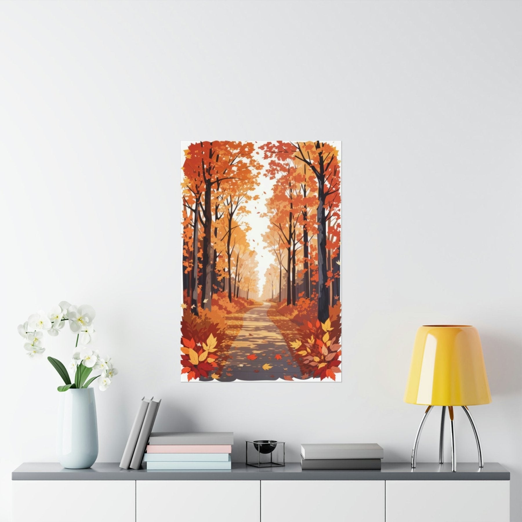 Poster print of Forest scene in the season of Fall Autumn hung on a wall | Janlyn's Crafts