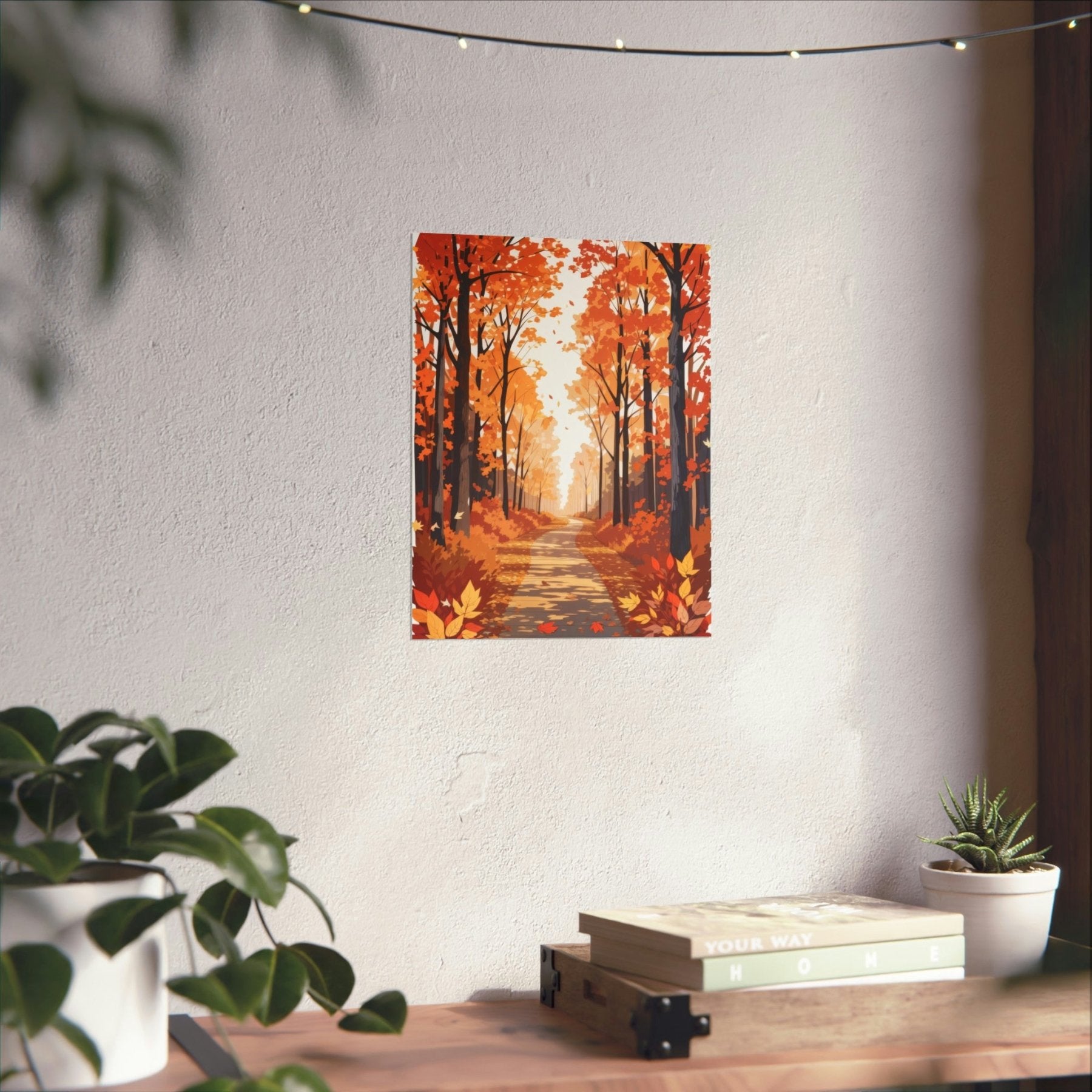 Poster print of Forest scene in the season of Fall Autumn hung on a wall | Janlyn's Crafts