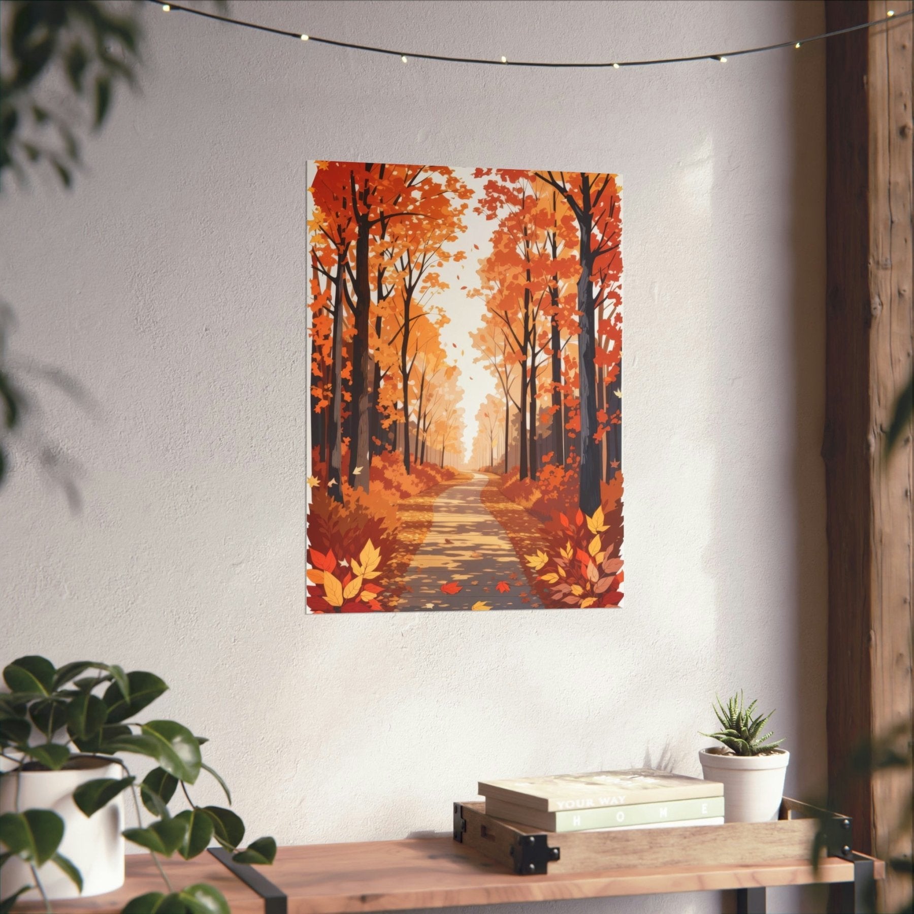 Poster print of Forest scene in the season of Fall Autumn hung on a wall | Janlyn's Crafts