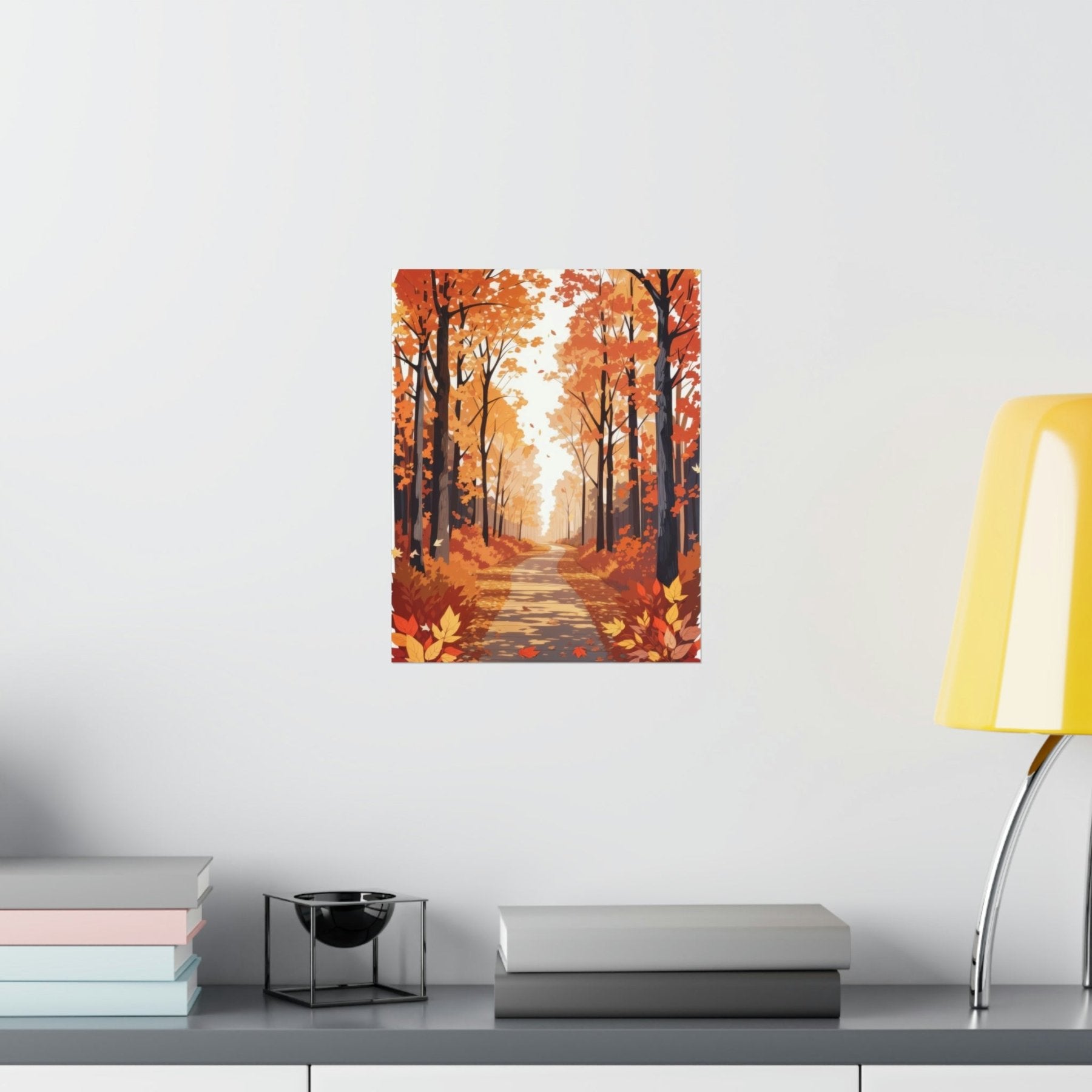 Poster print of Forest scene in the season of Fall Autumn hung on a wall | Janlyn's Crafts