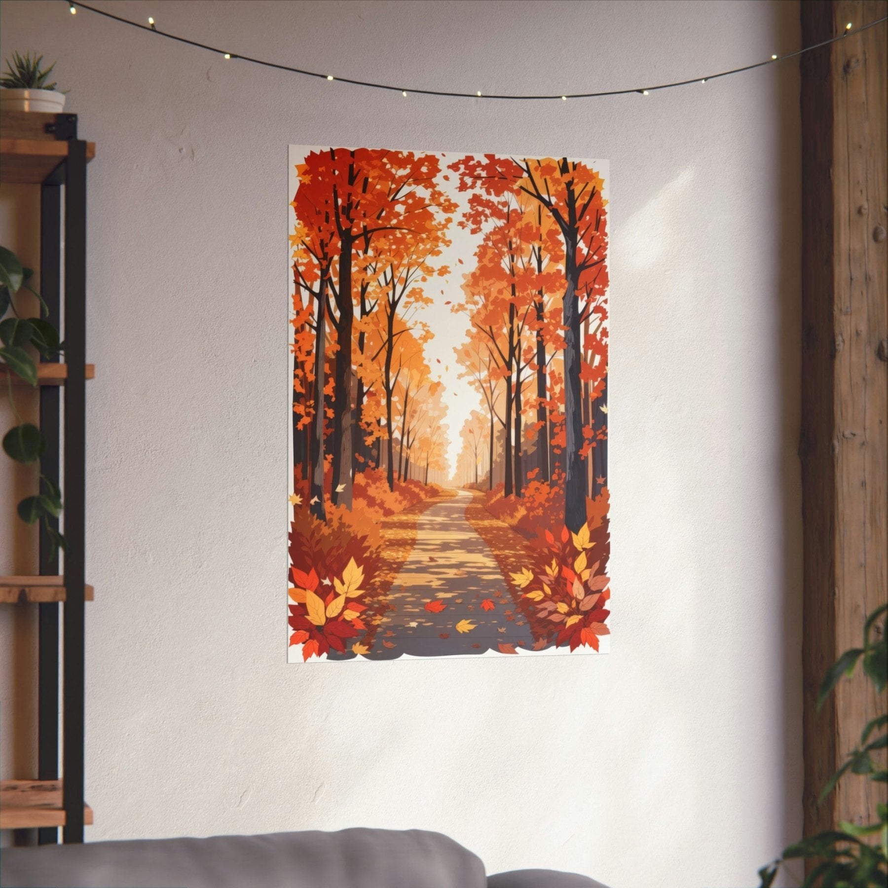 Poster print of Forest scene in the season of Fall Autumn hung on a wall | Janlyn's Crafts