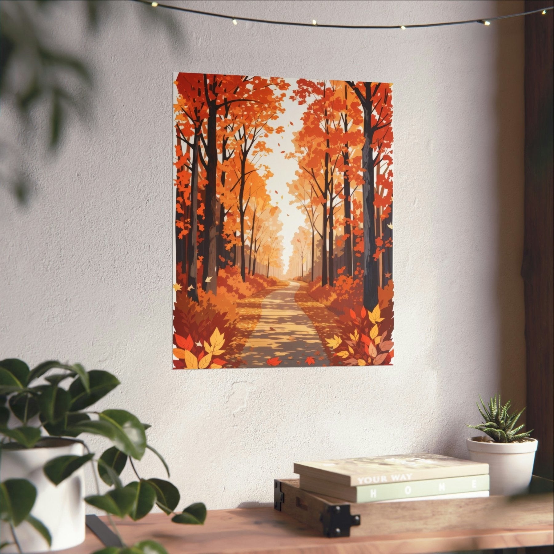 Poster print of Forest scene in the season of Fall Autumn hung on a wall | Janlyn's Crafts