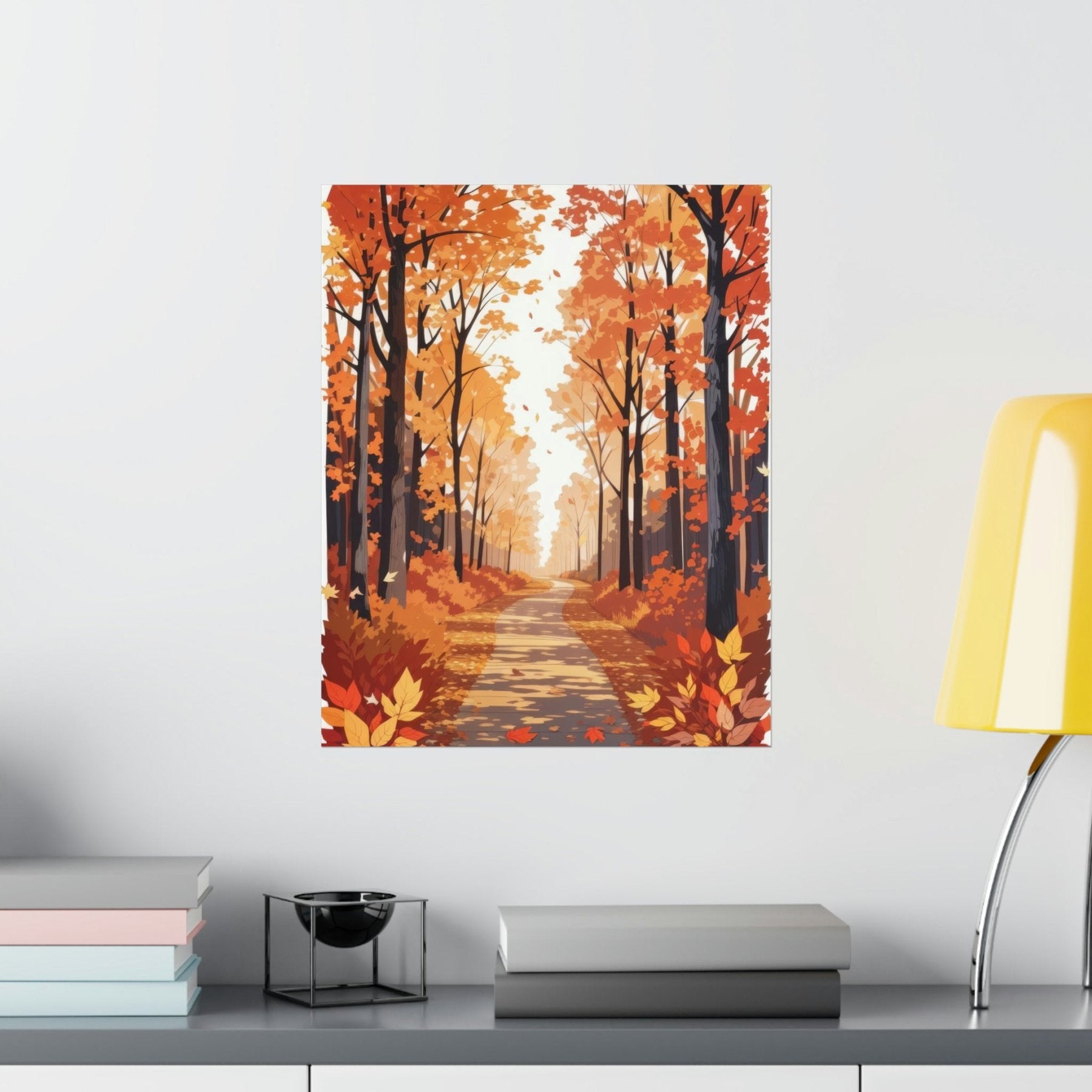 Poster print of Forest scene in the season of Fall Autumn hung on a wall | Janlyn's Crafts