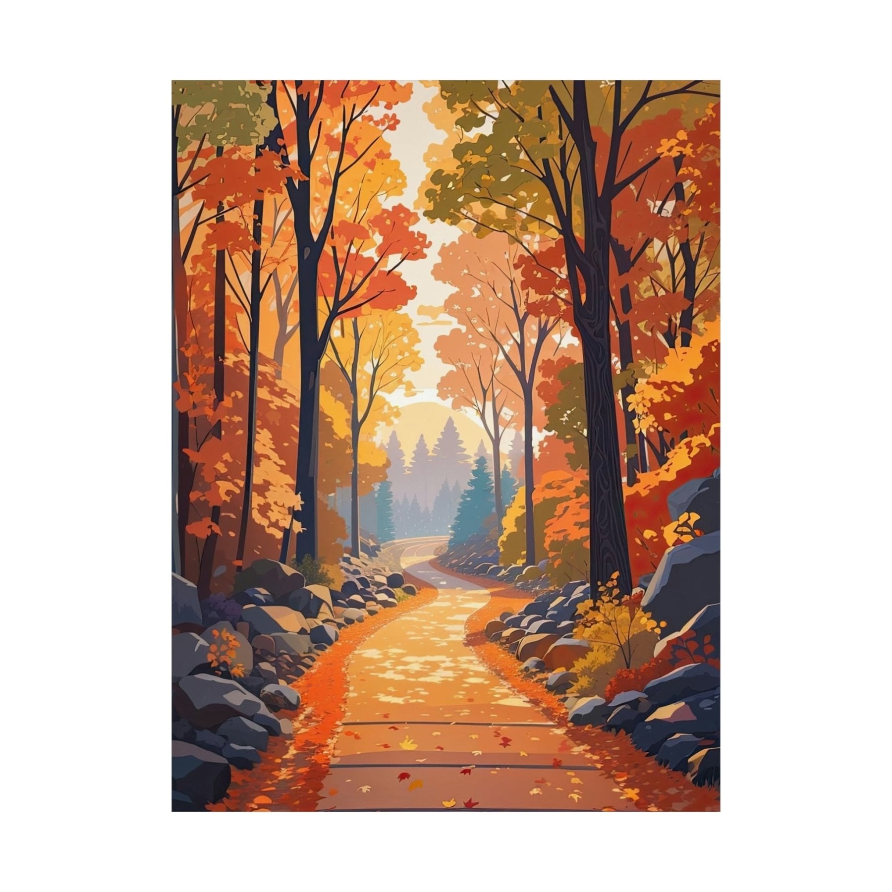 Poster print of Forest scene in the season of Fall Autumn | Janlyn's Crafts