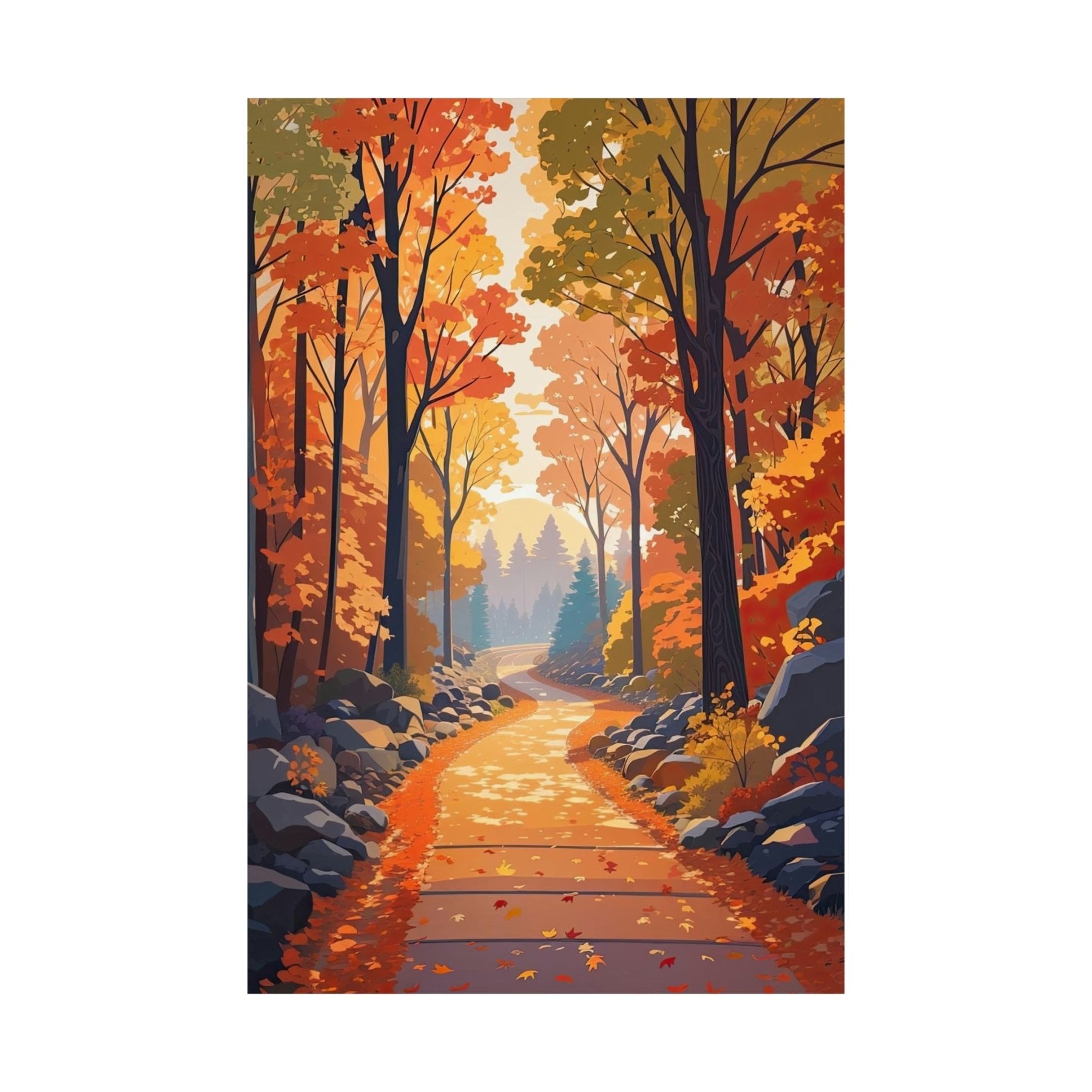 Poster print of Forest scene in the season of Fall Autumn | Janlyn's Crafts