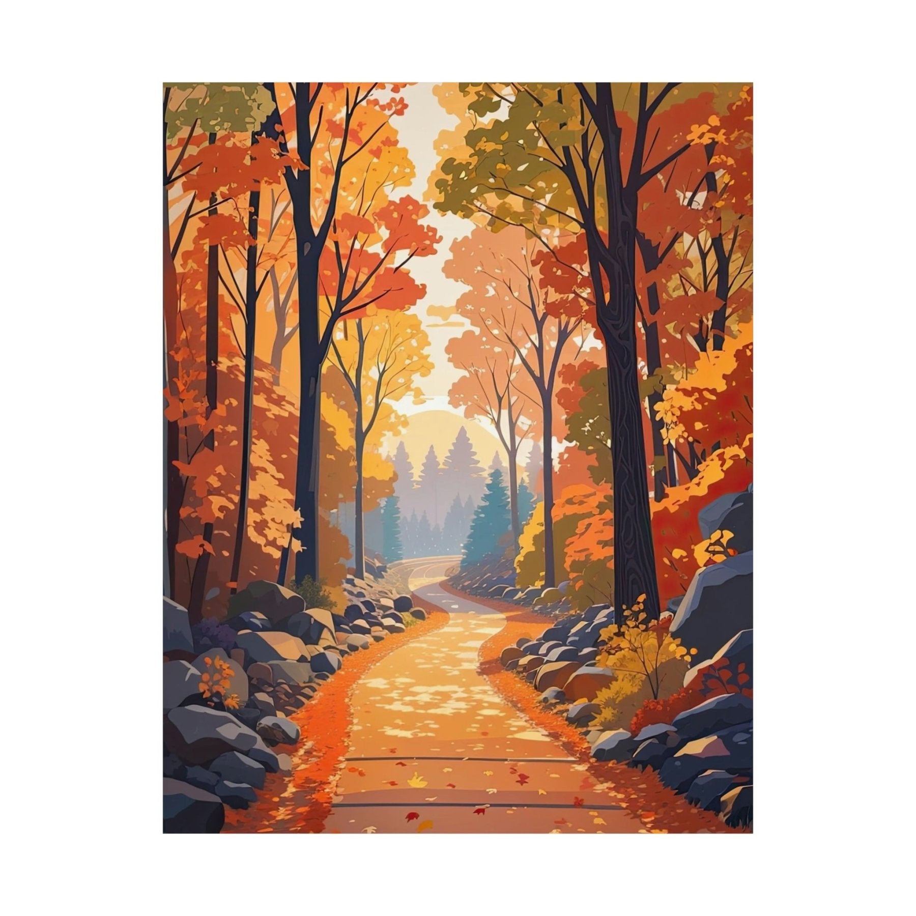 Poster print of Forest scene in the season of Fall Autumn | Janlyn's Crafts