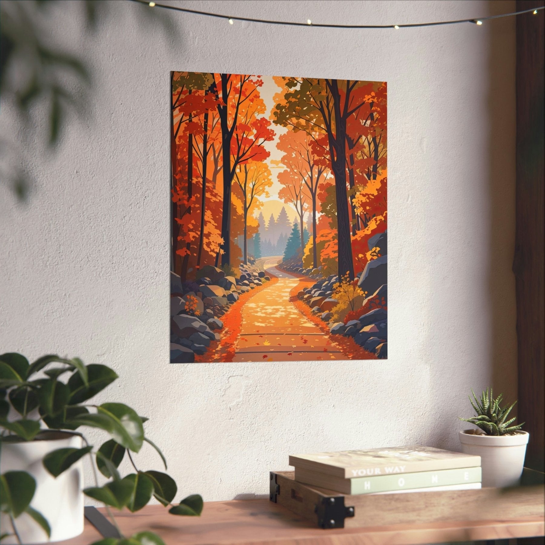 Poster print of Forest scene in the season of Fall Autumn hung on a wall | Janlyn's Crafts