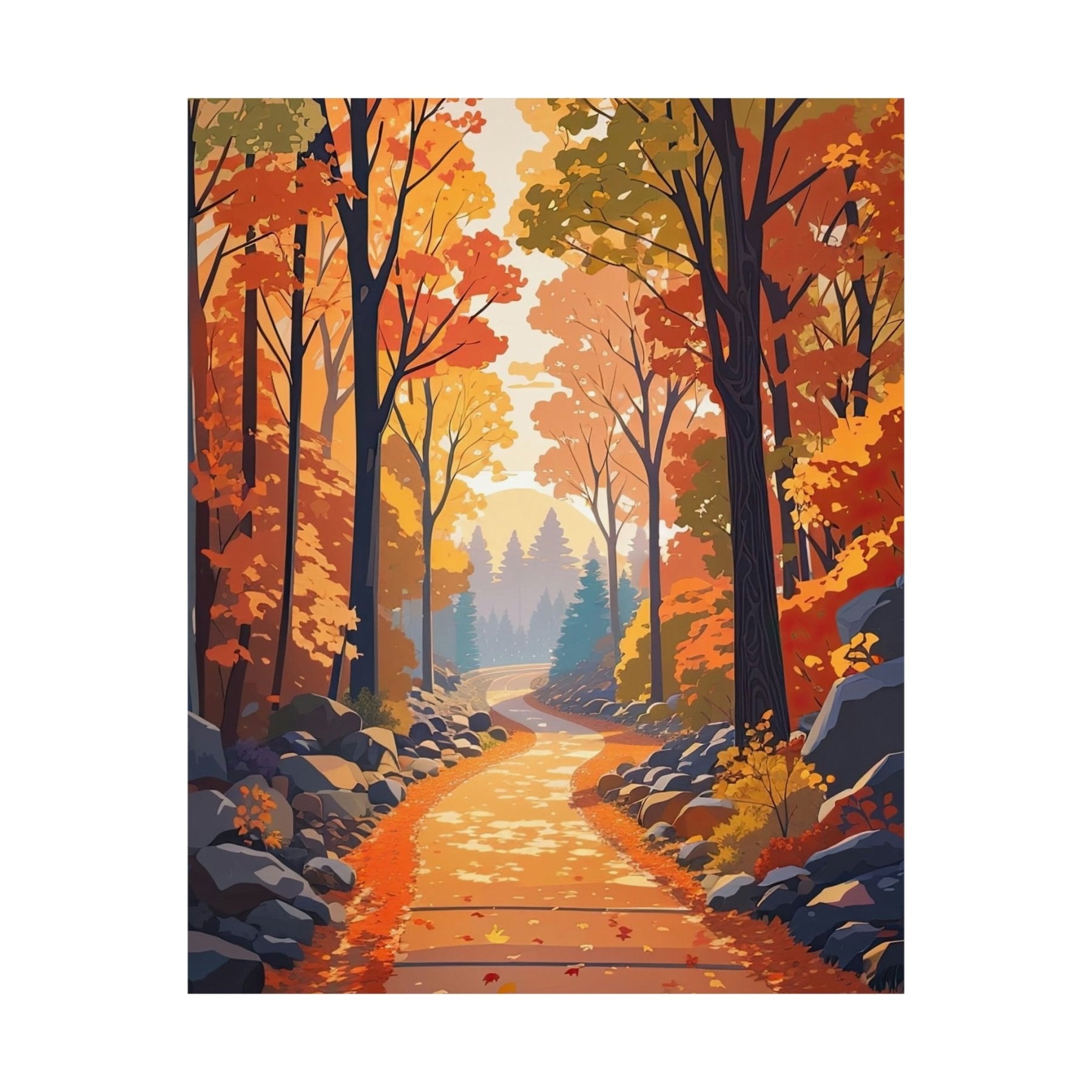 Poster print of Forest scene in the season of Fall Autumn | Janlyn's Crafts