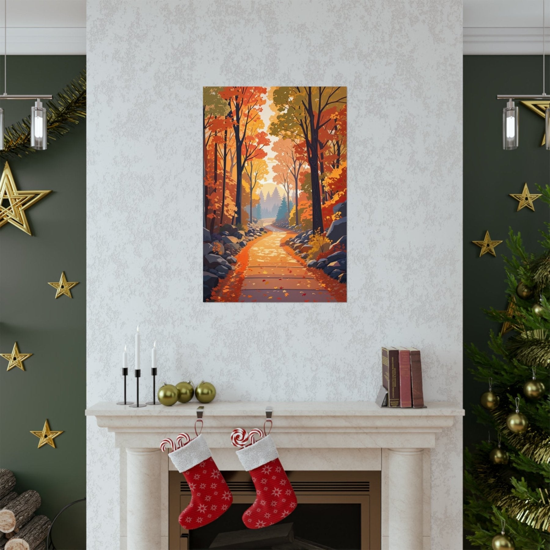 Poster print of Forest scene in the season of Fall Autumn hung on a wall | Janlyn's Crafts