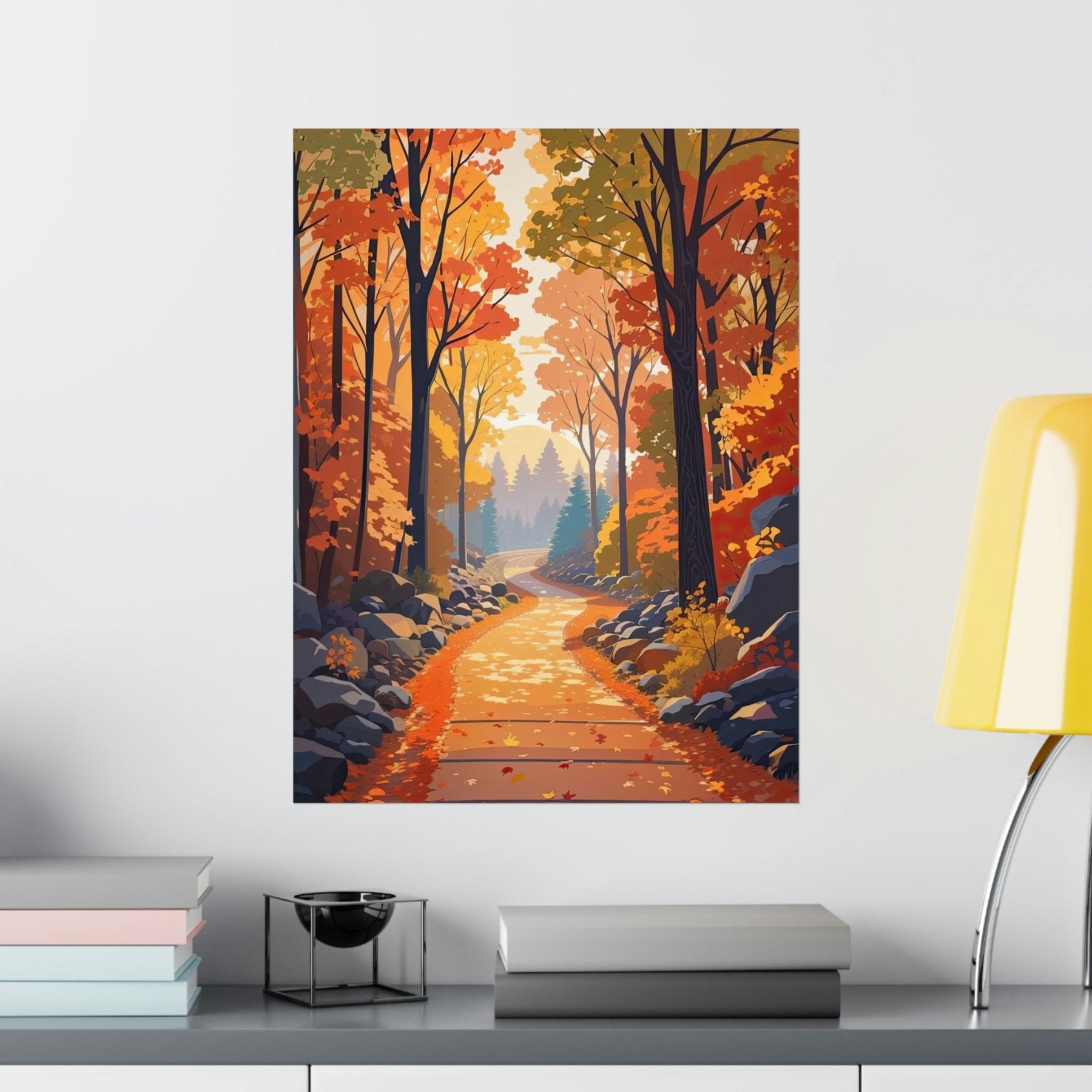 Poster print of Forest scene in the season of Fall Autumn hung on a wall | Janlyn's Crafts