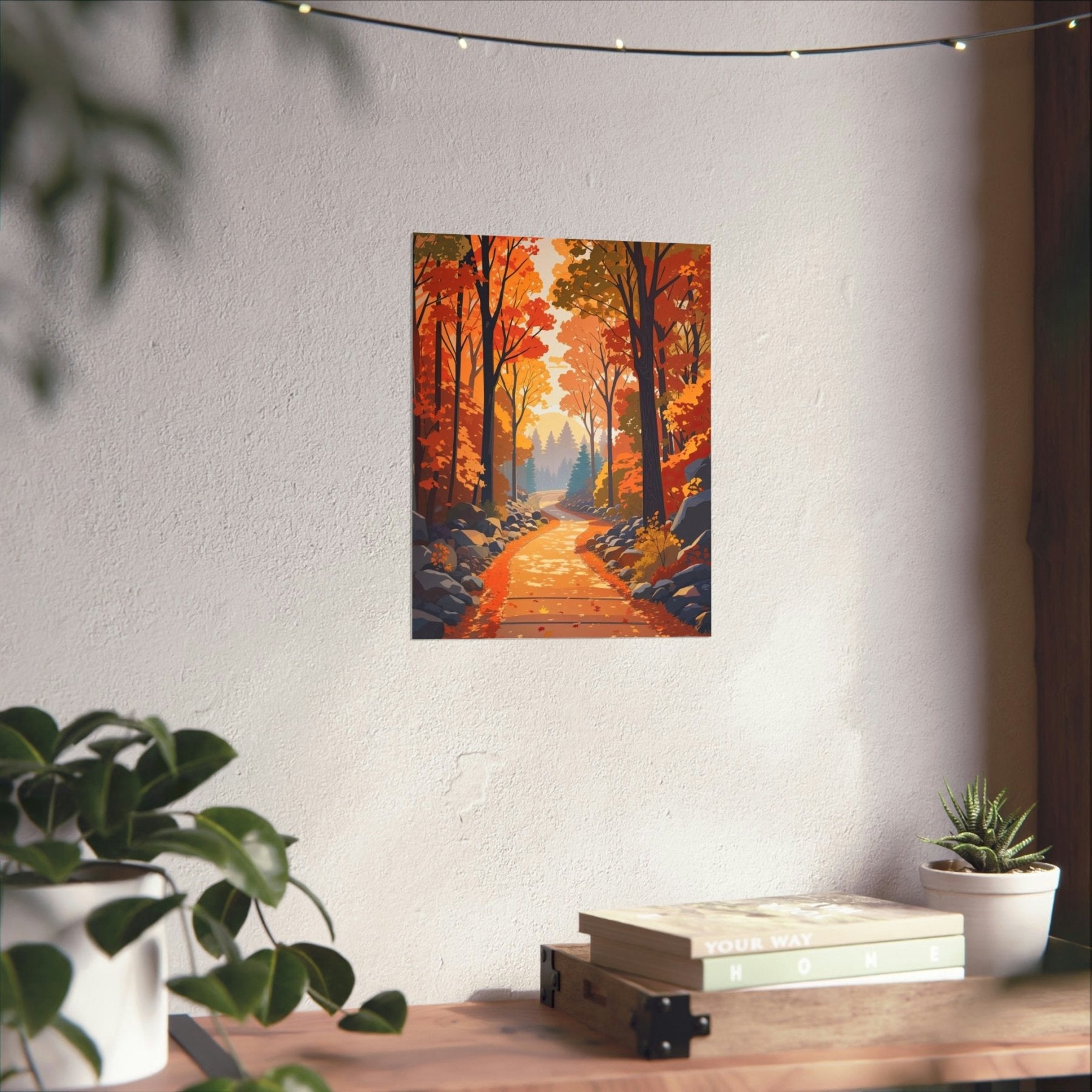 Poster print of Forest scene in the season of Fall Autumn hung on a wall | Janlyn's Crafts