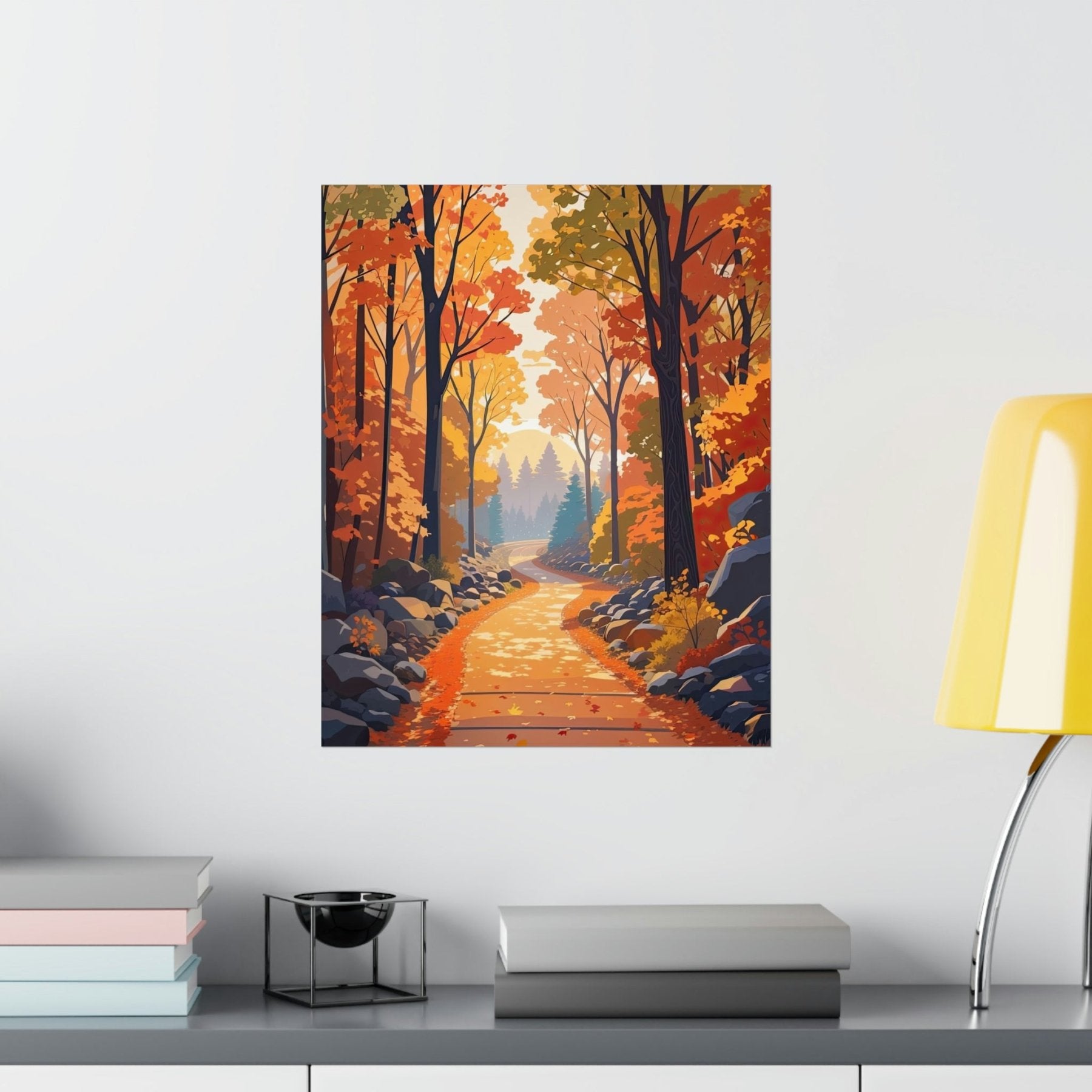 Poster print of Forest scene in the season of Fall Autumn hung on a wall | Janlyn's Crafts