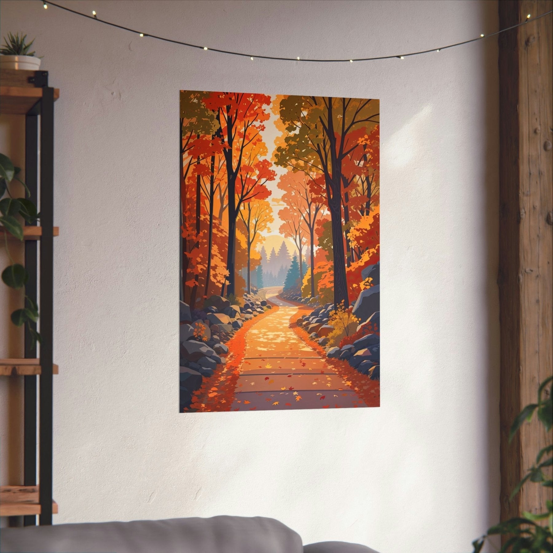 Poster print of Forest scene in the season of Fall Autumn hung on a wall | Janlyn's Crafts