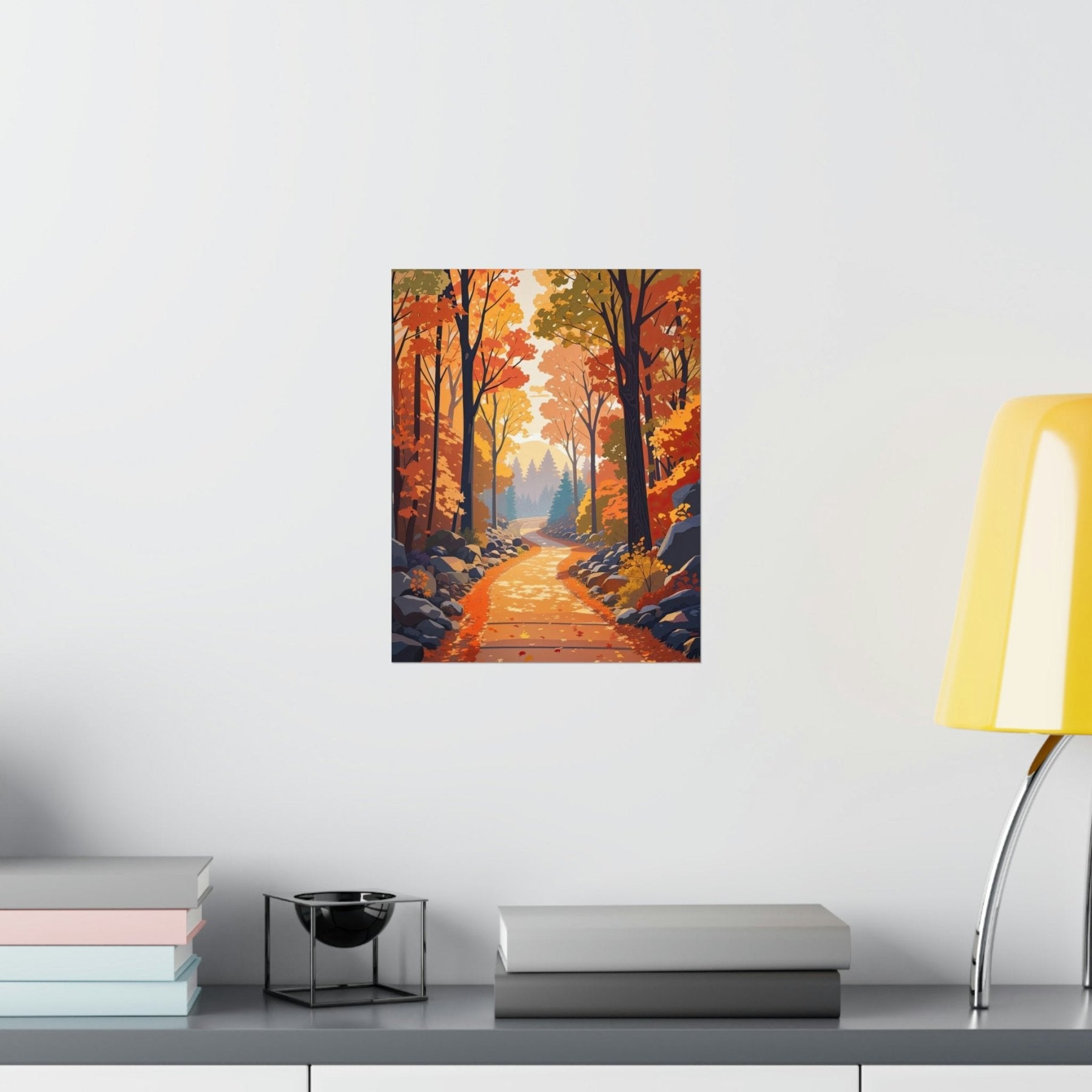 Poster print of Forest scene in the season of Fall Autumn hung on a wall | Janlyn's Crafts