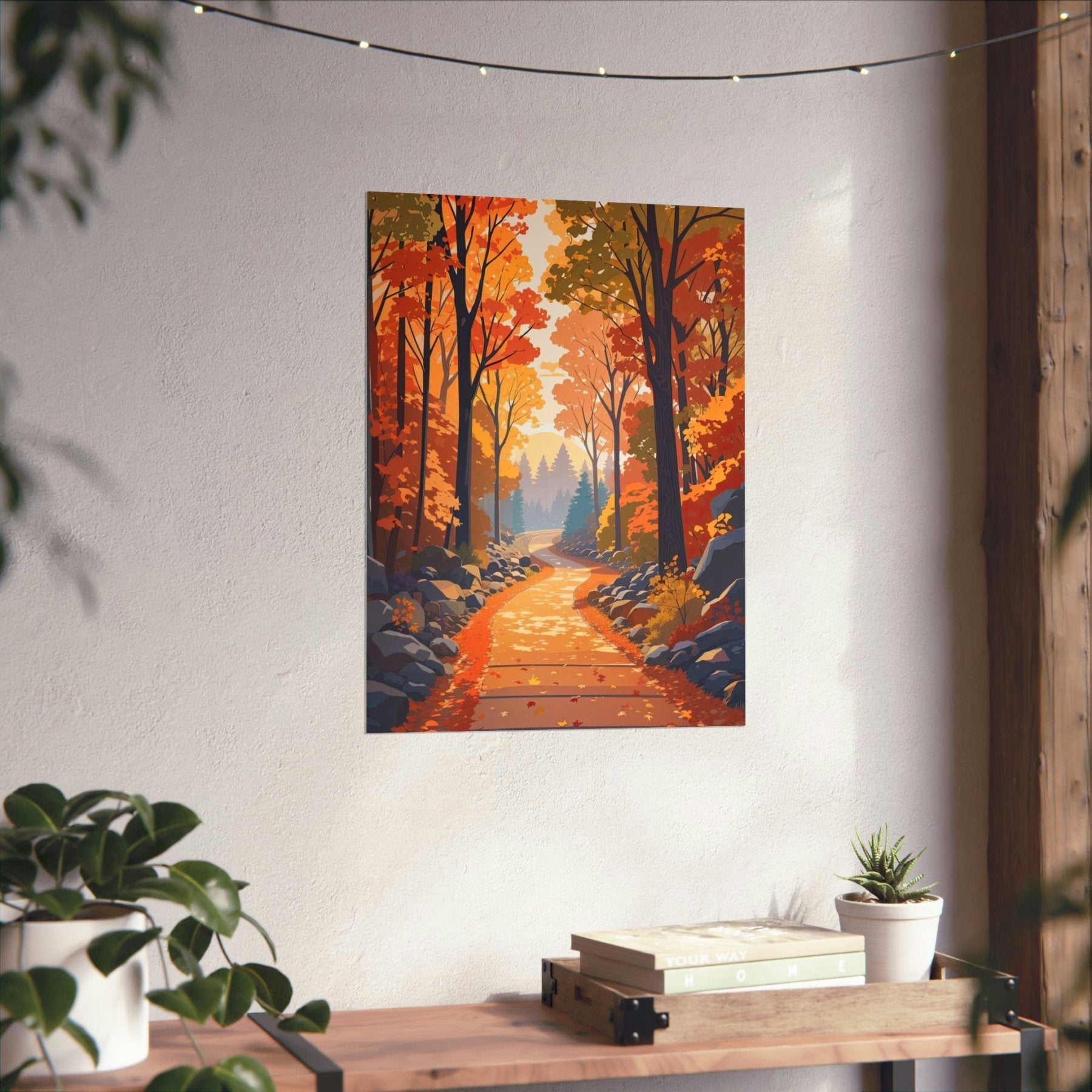 Poster print of Forest scene in the season of Fall Autumn hung on a wall | Janlyn's Crafts