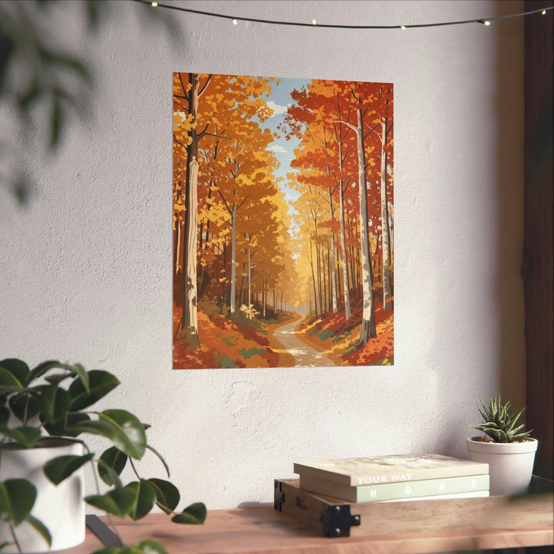 Poster print of Forest scene in the season of Fall Autumn hung on a wall | Janlyn's Crafts