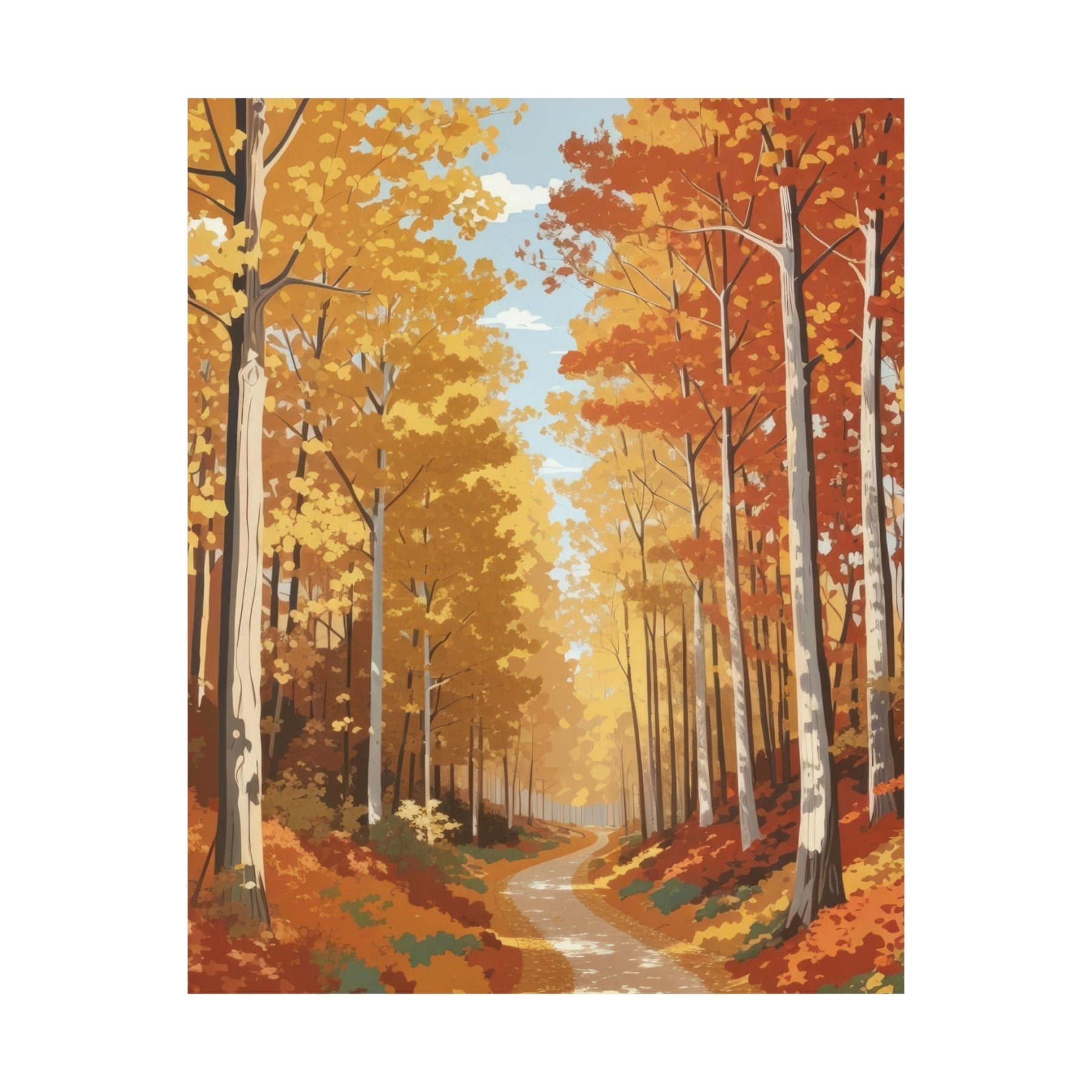 Poster print of Forest scene in the season of Fall Autumn | Janlyn's Crafts