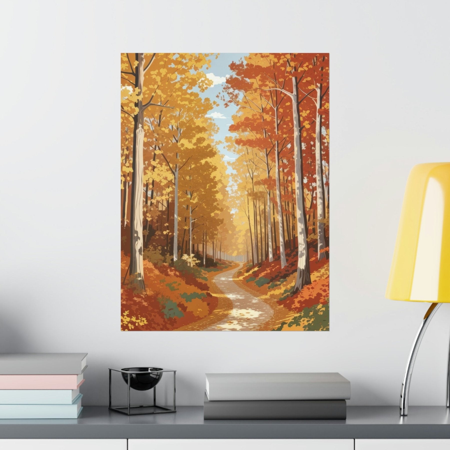 Poster print of Forest scene in the season of Fall Autumn hung on a wall | Janlyn's Crafts