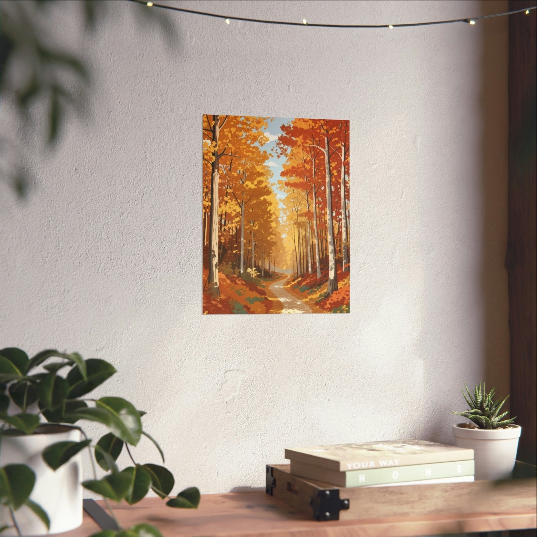 Poster print of Forest scene in the season of Fall Autumn hung on a wall | Janlyn's Crafts