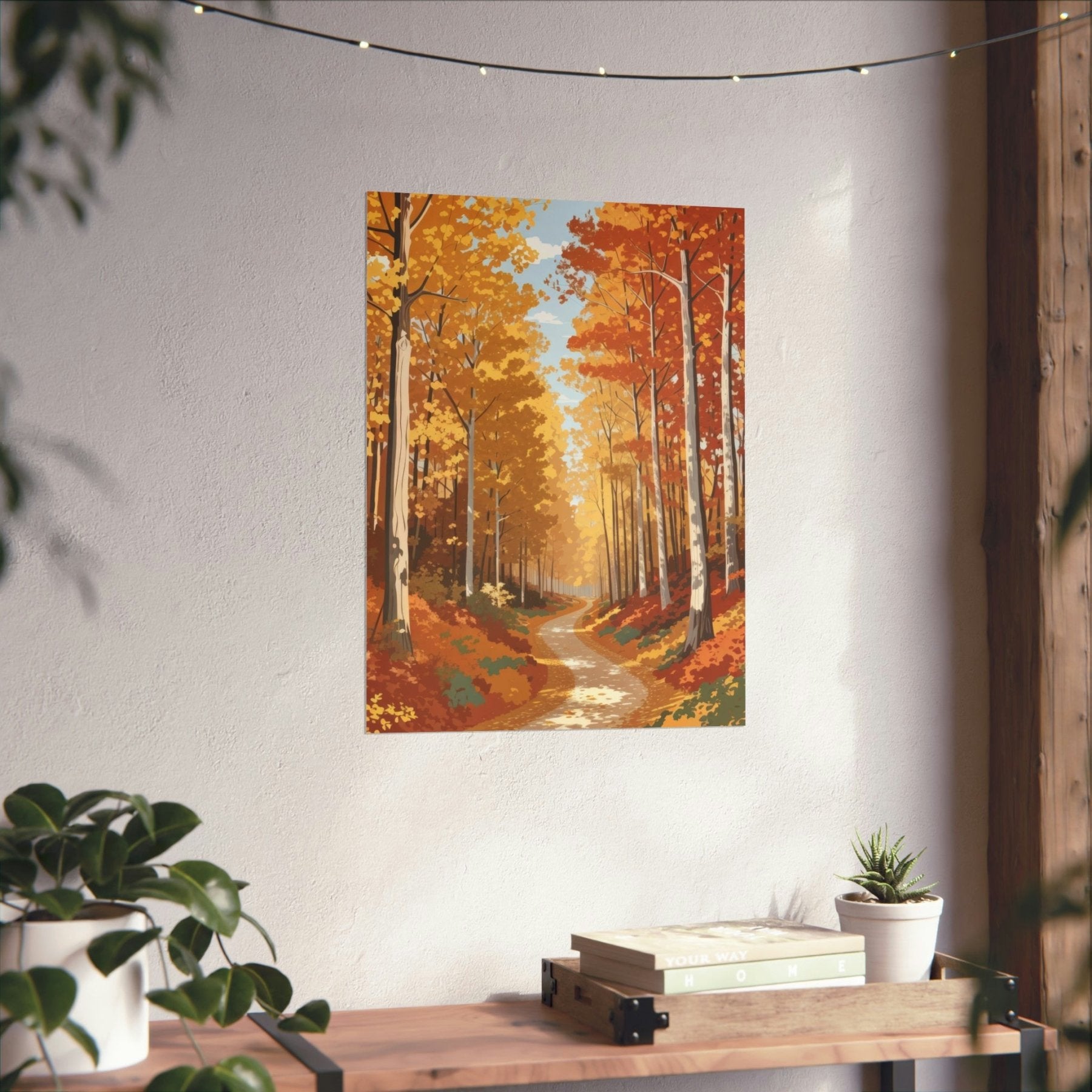 Poster print of Forest scene in the season of Fall Autumn hung on a wall | Janlyn's Crafts