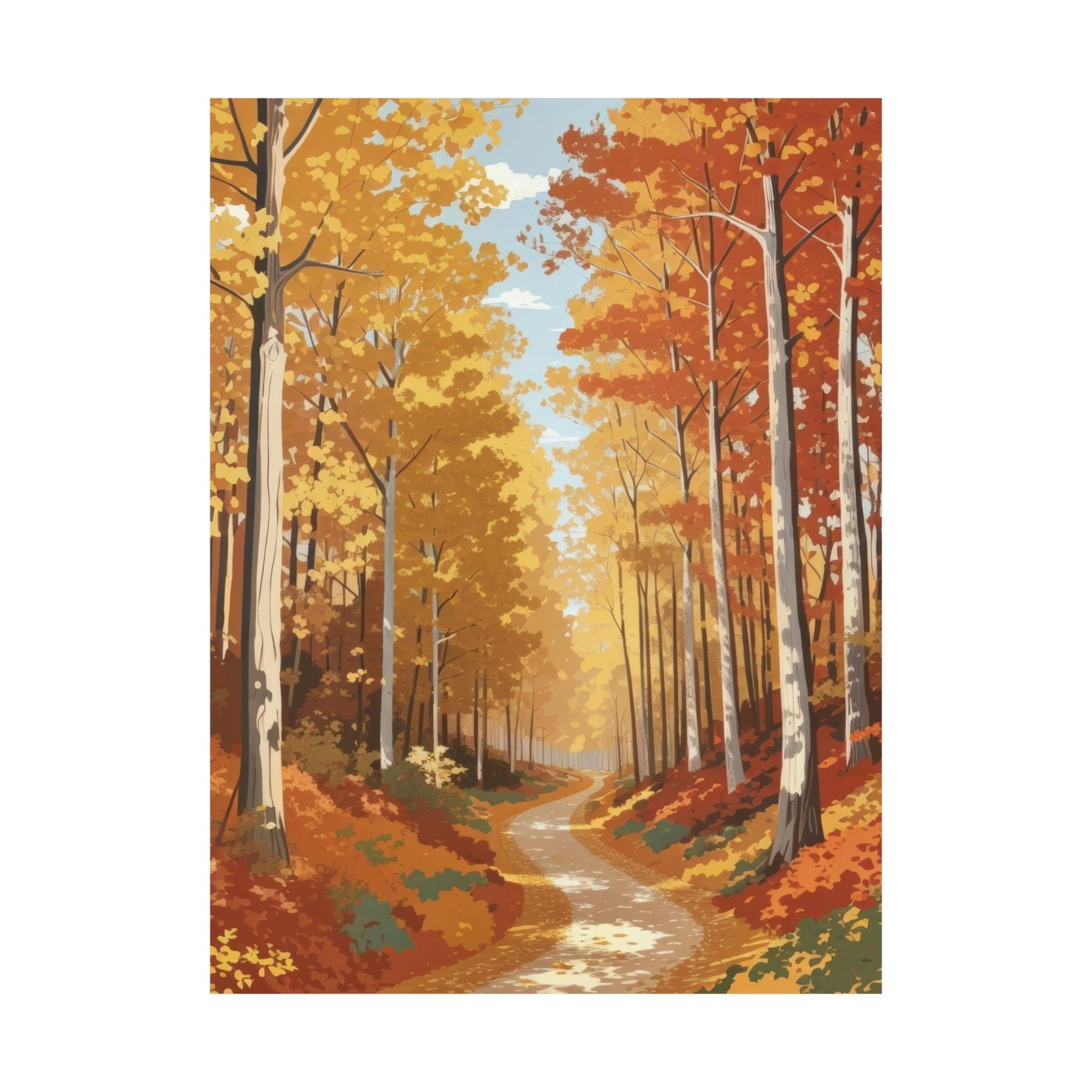 Poster print of Forest scene in the season of Fall Autumn | Janlyn's Crafts