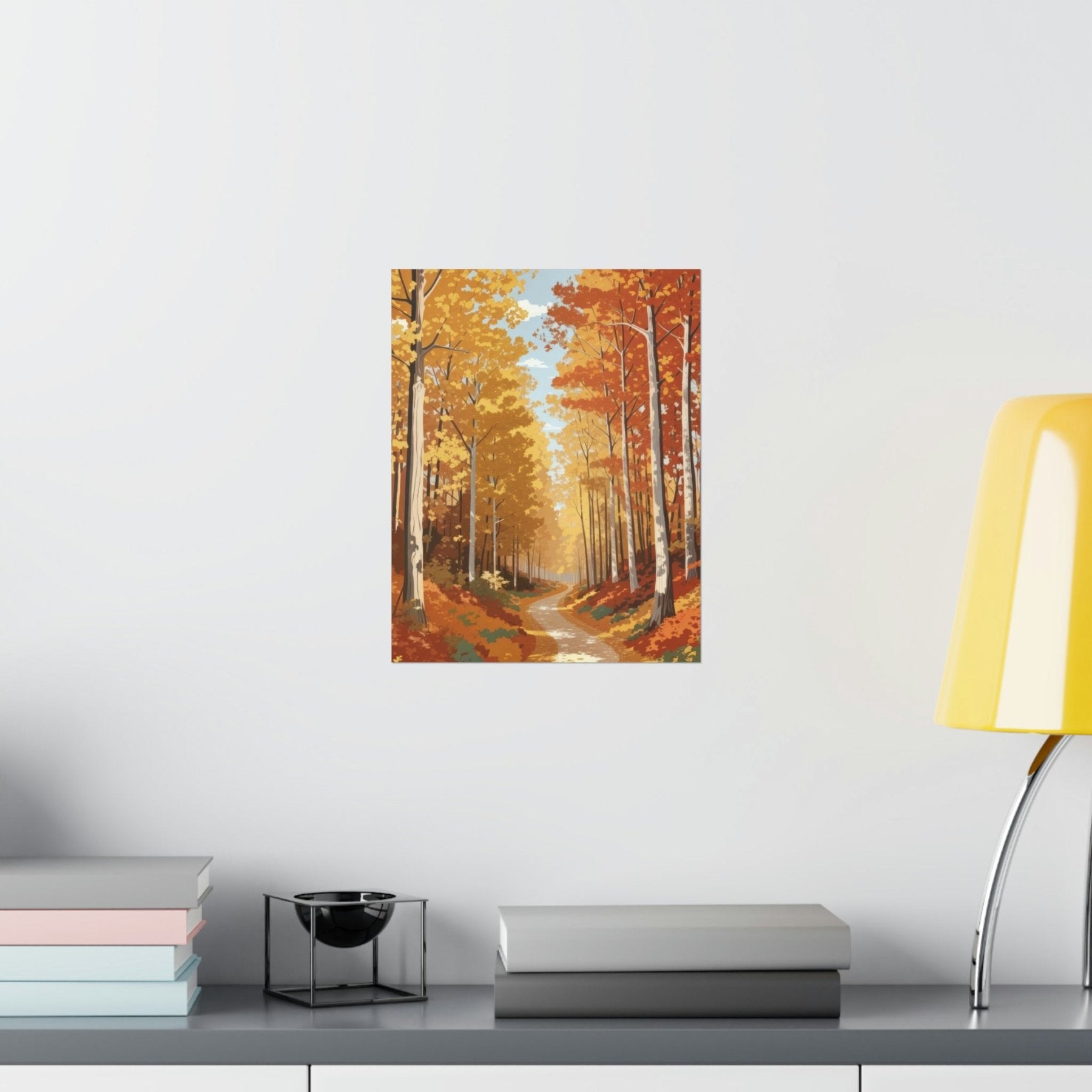 Poster print of Forest scene in the season of Fall Autumn hung on a wall | Janlyn's Crafts