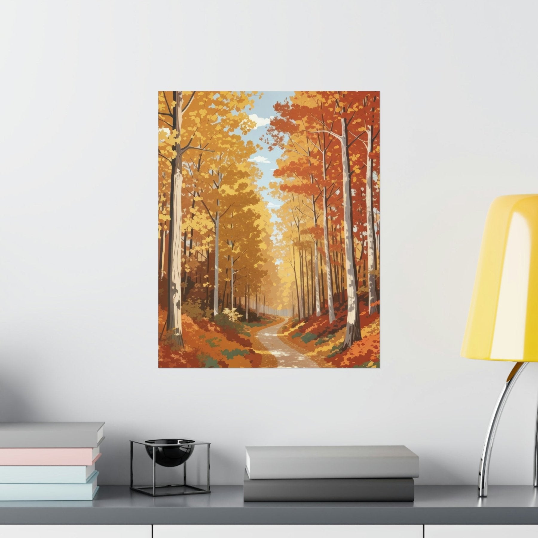 Poster print of Forest scene in the season of Fall Autumn hung on a wall | Janlyn's Crafts