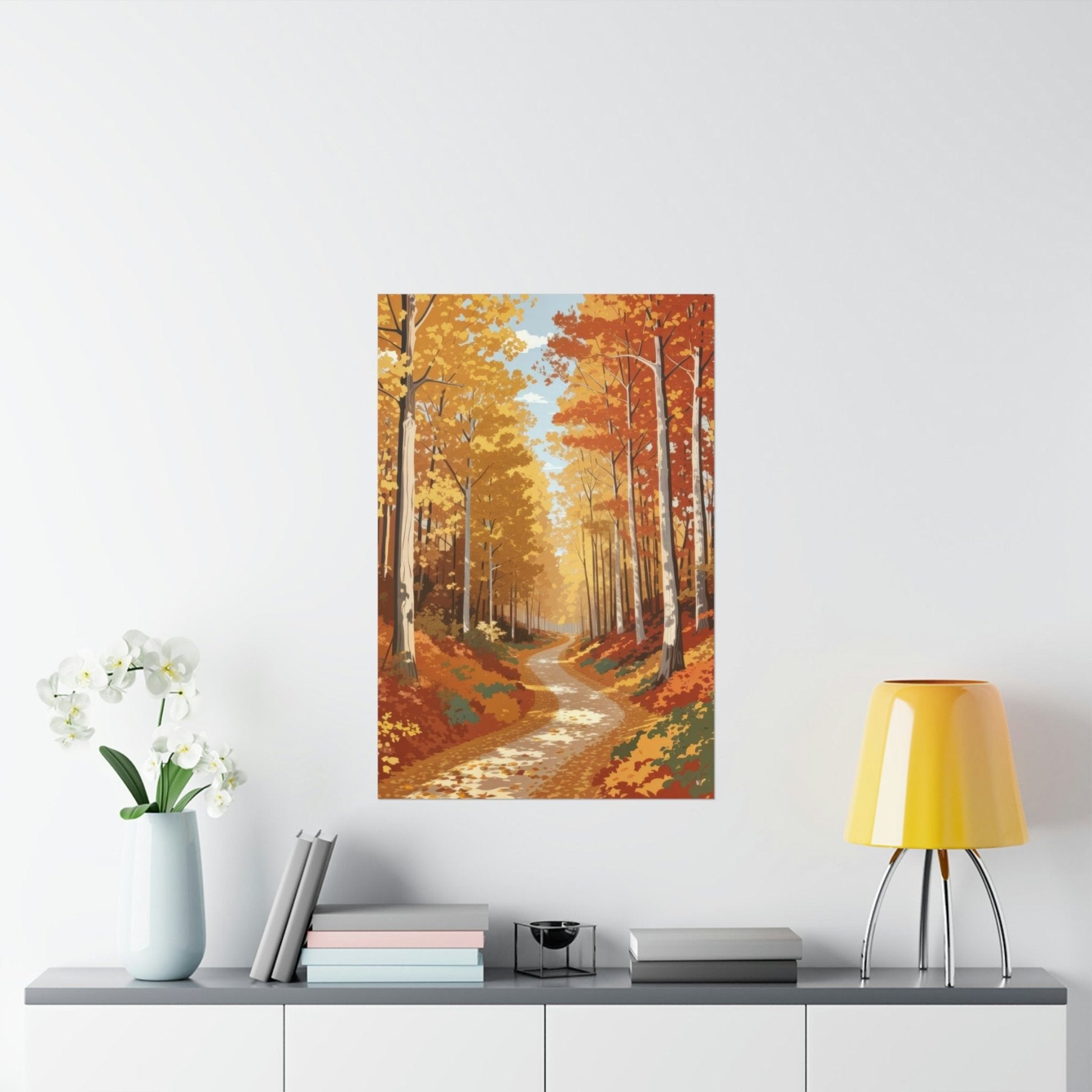 Poster print of Forest scene in the season of Fall Autumn hung on a wall | Janlyn's Crafts