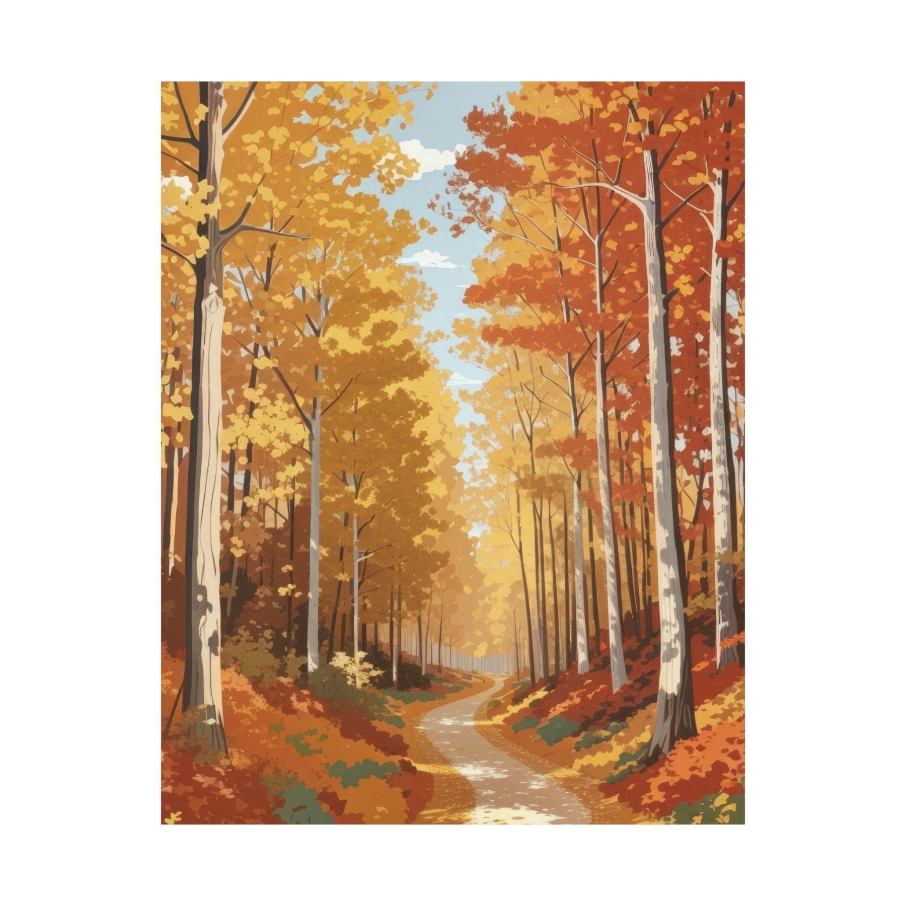 Poster print of Forest scene in the season of Fall Autumn | Janlyn's Crafts