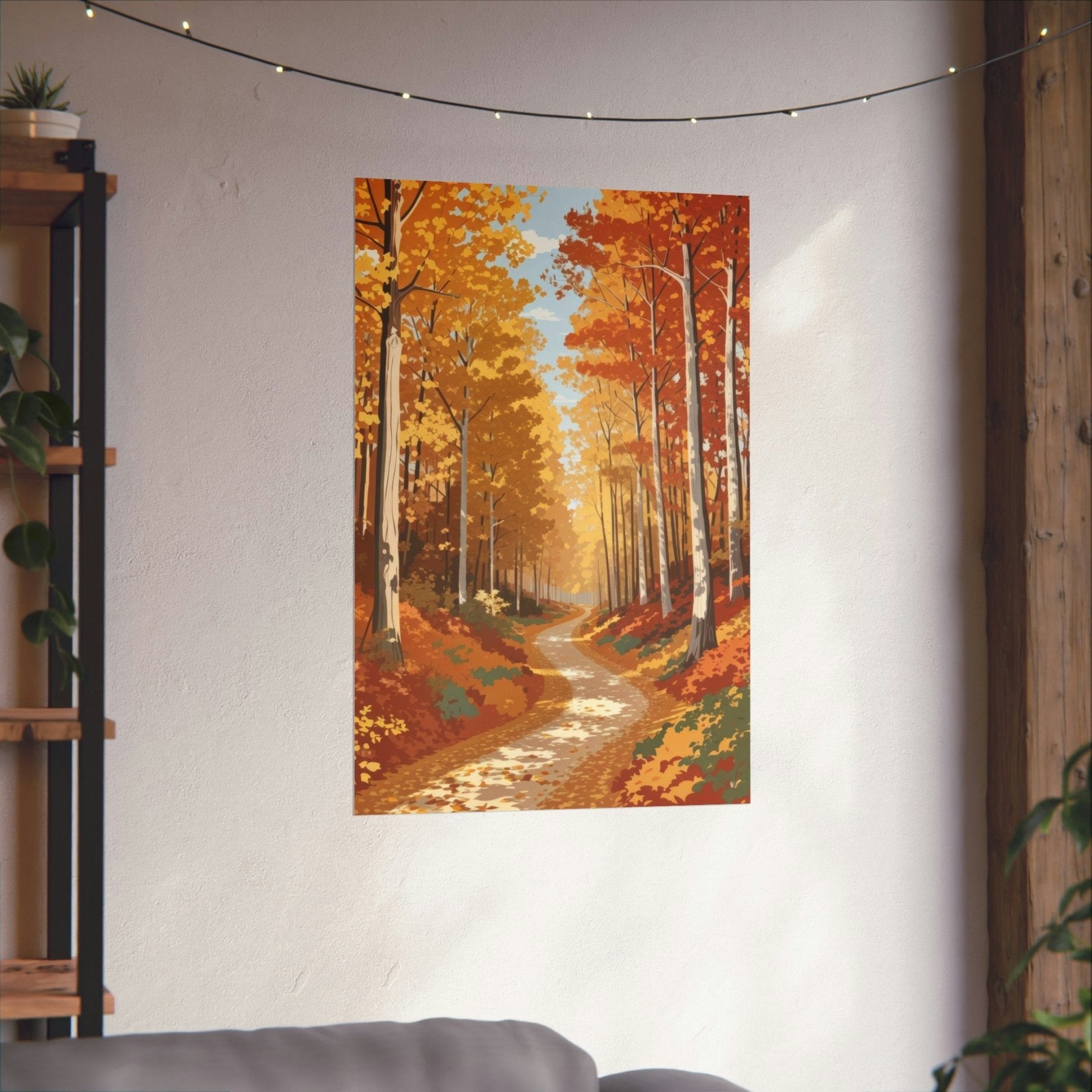 Poster print of Forest scene in the season of Fall Autumn hung on a wall | Janlyn's Crafts