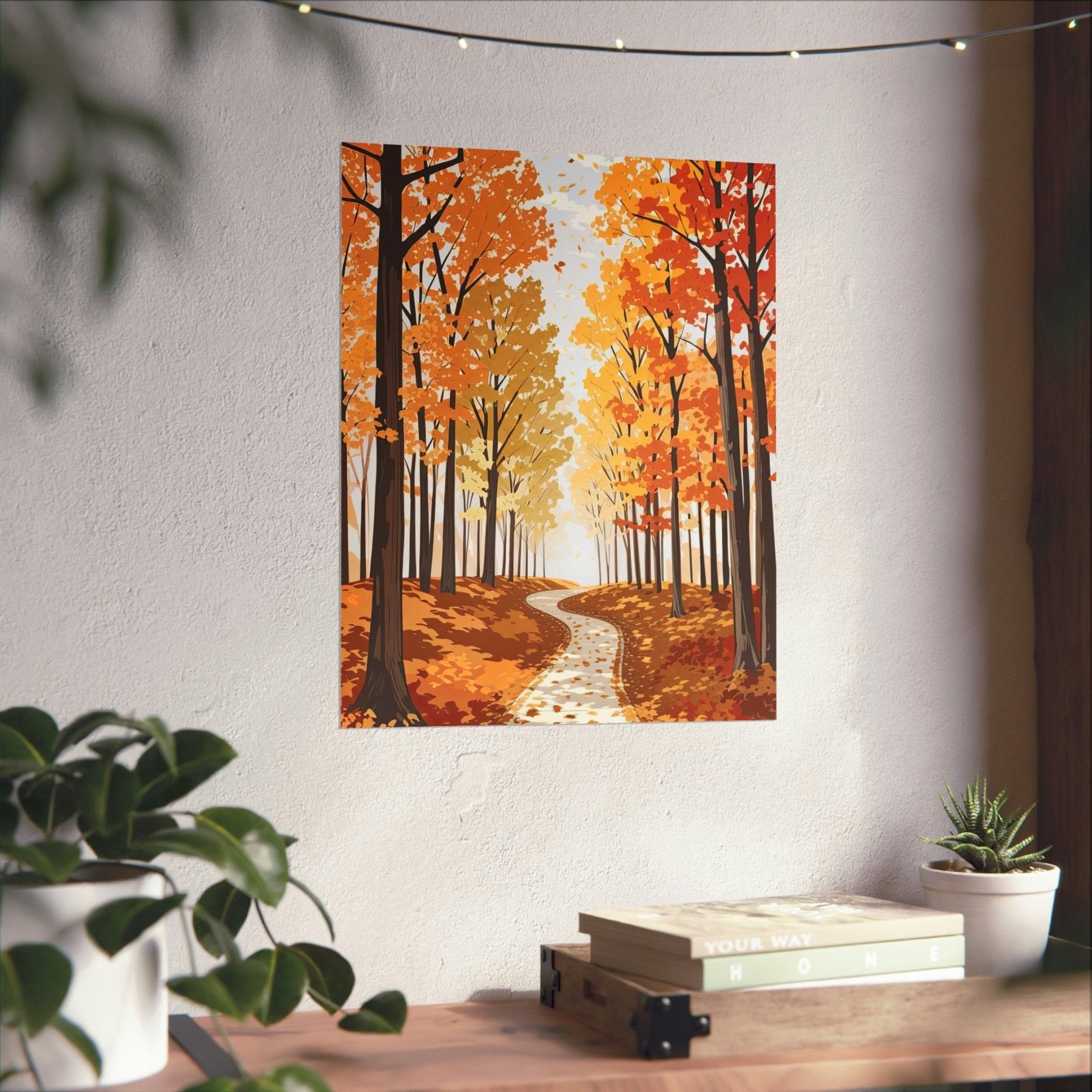 Poster print of Forest scene in the season of Fall Autumn hung on a wall | Janlyn's Crafts