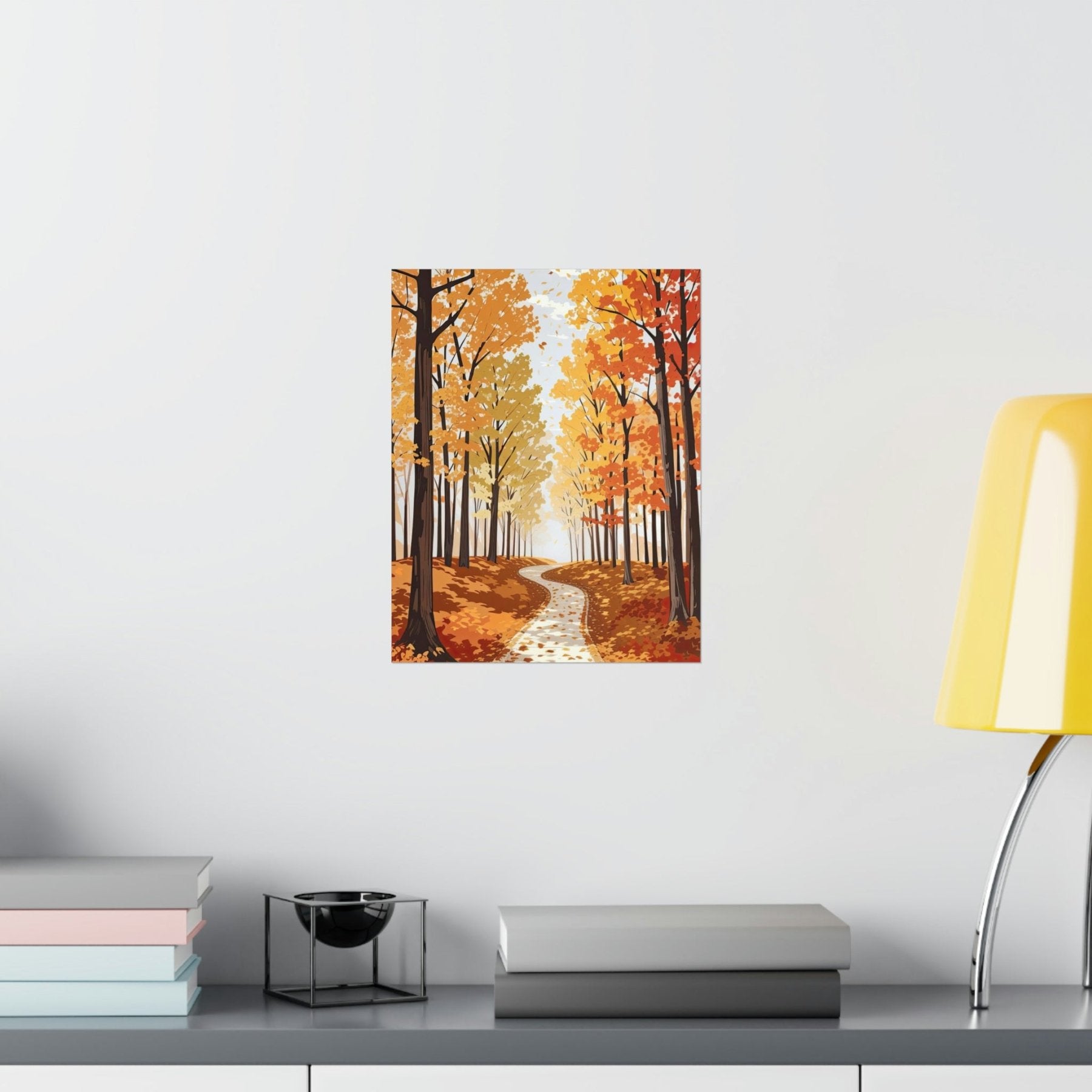 Poster print of Forest scene in the season of Fall Autumn hung on a wall | Janlyn's Crafts