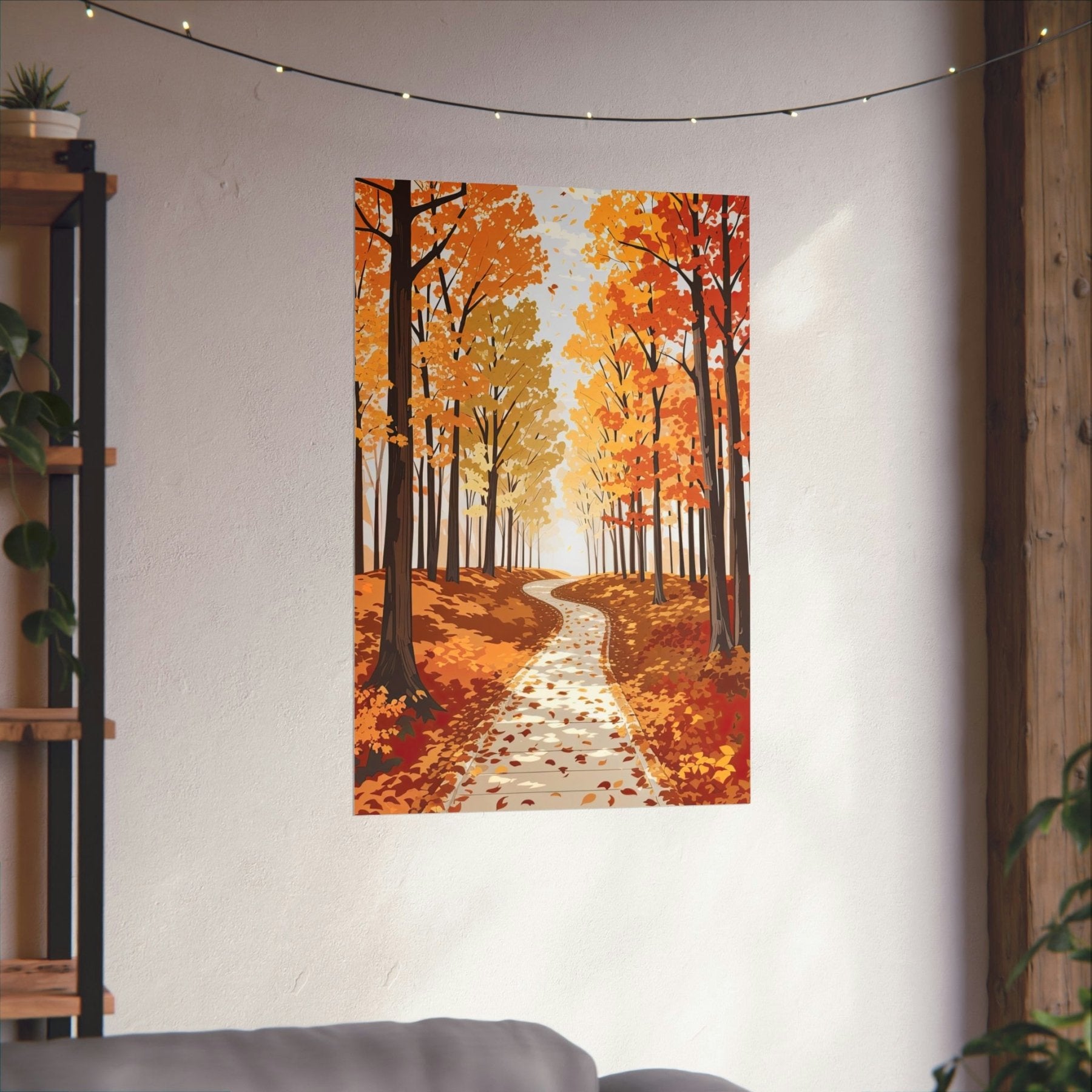 Poster print of Forest scene in the season of Fall Autumn hung on a wall | Janlyn's Crafts