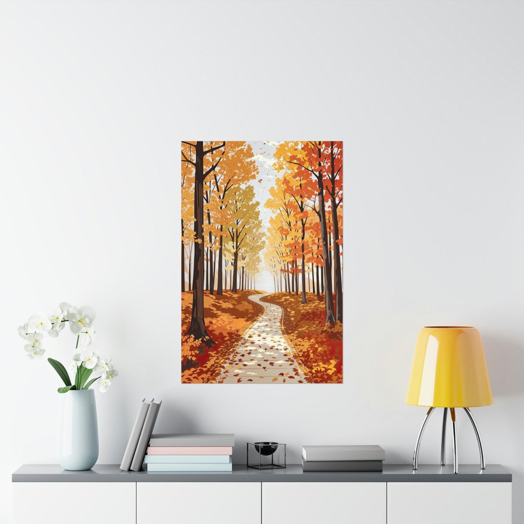 Poster print of Forest scene in the season of Fall Autumn hung on a wall | Janlyn's Crafts