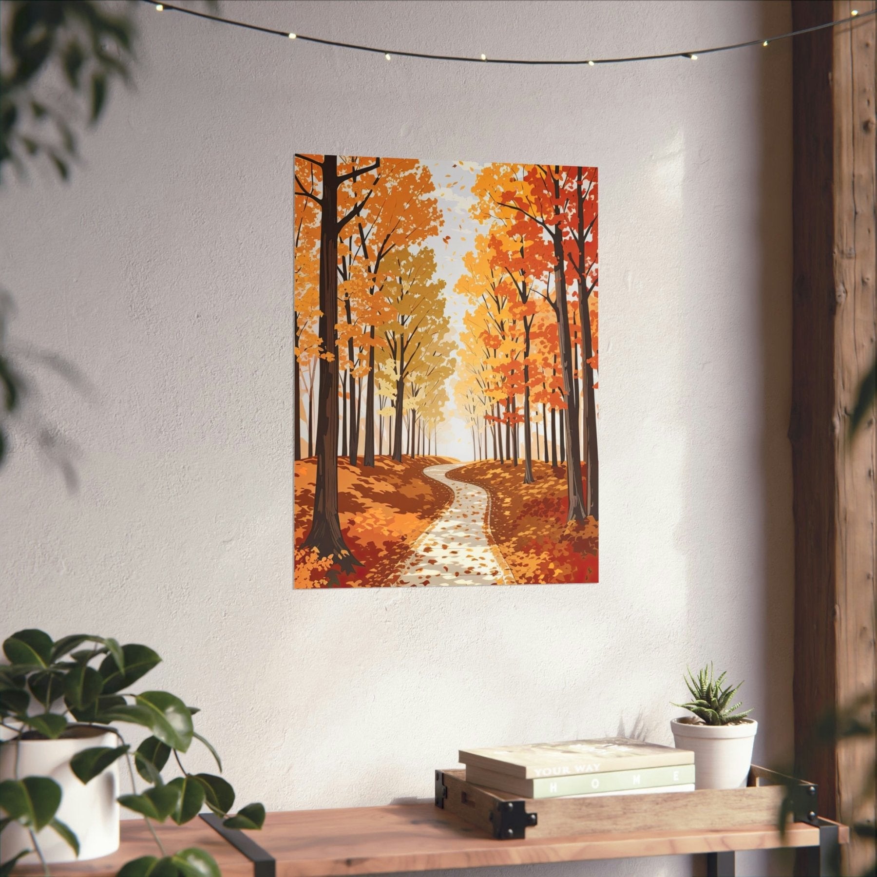 Poster print of Forest scene in the season of Fall Autumn hung on a wall | Janlyn's Crafts