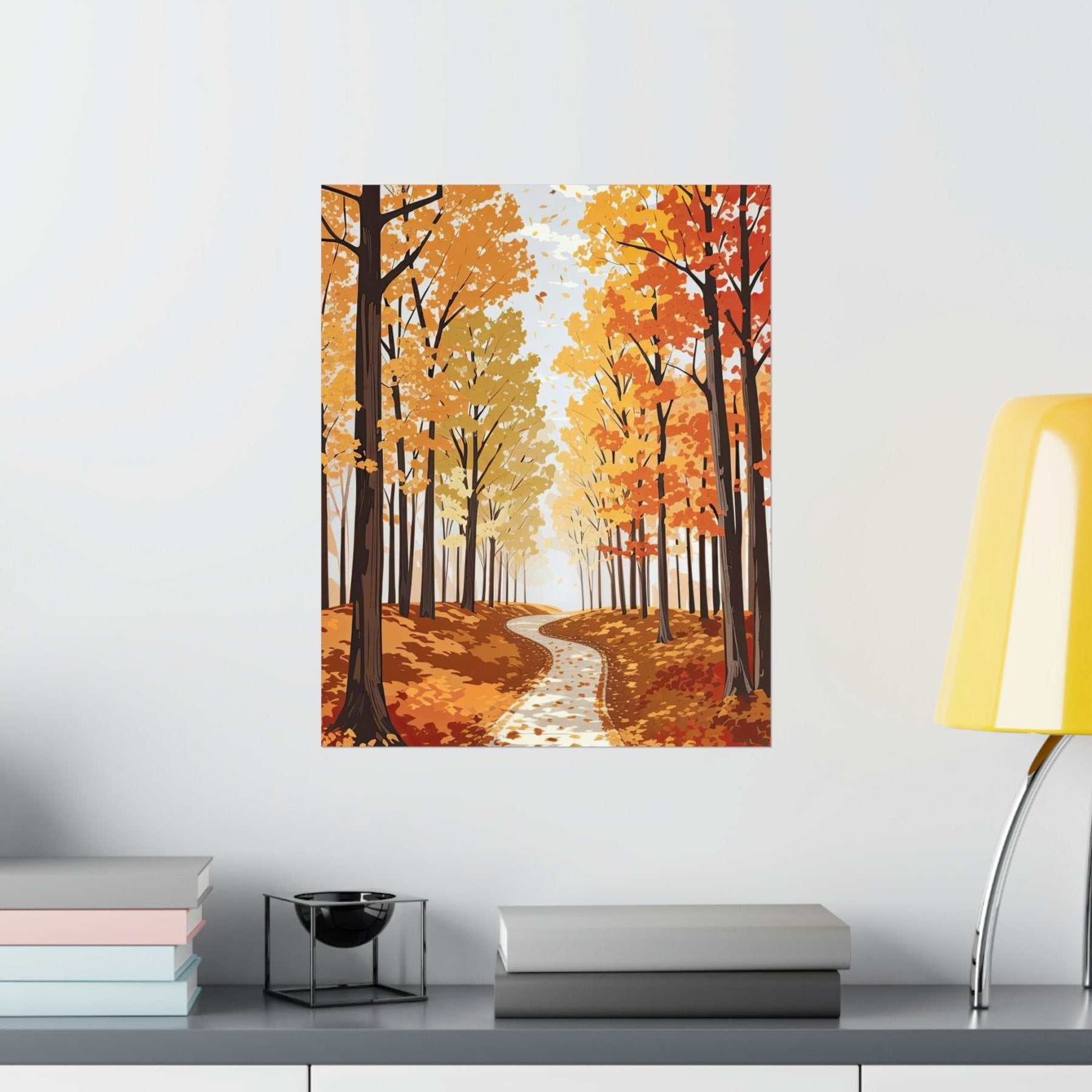 Poster print of Forest scene in the season of Fall Autumn hung on a wall | Janlyn's Crafts