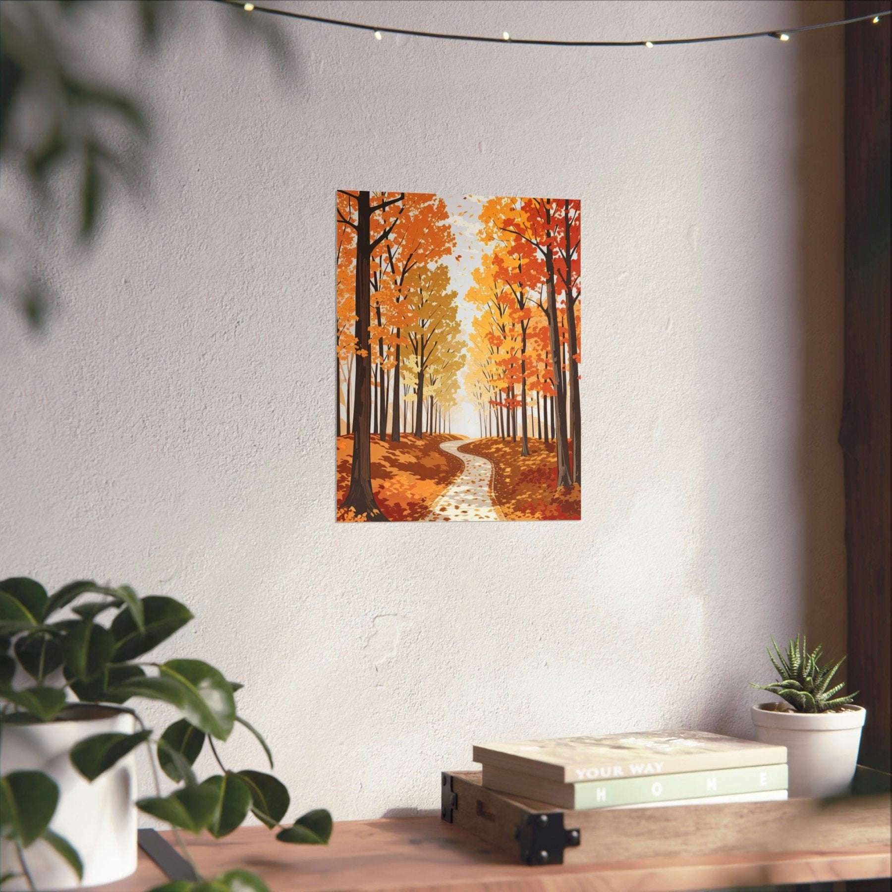 Poster print of Forest scene in the season of Fall Autumn hung on a wall | Janlyn's Crafts