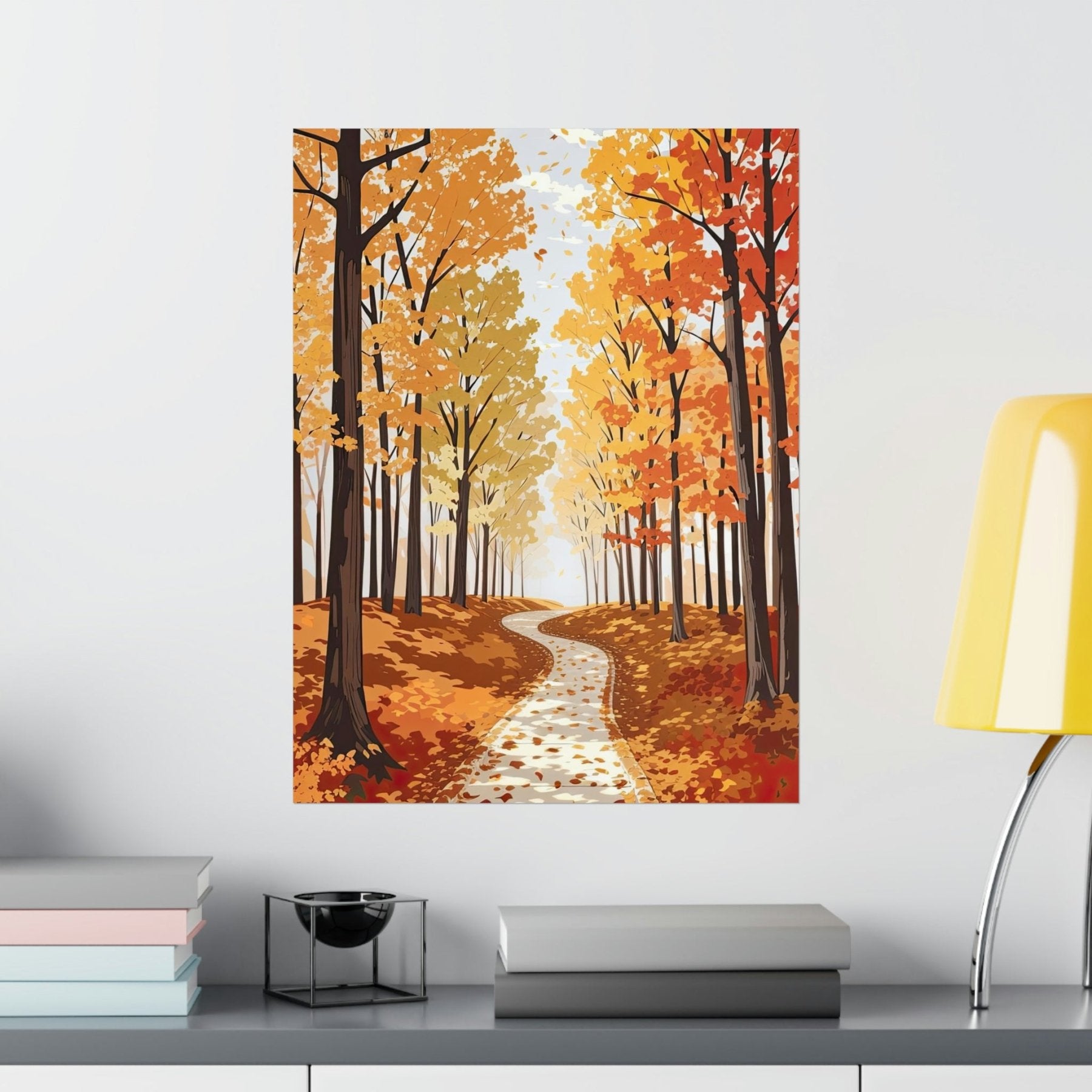 Poster print of Forest scene in the season of Fall Autumn hung on a wall | Janlyn's Crafts