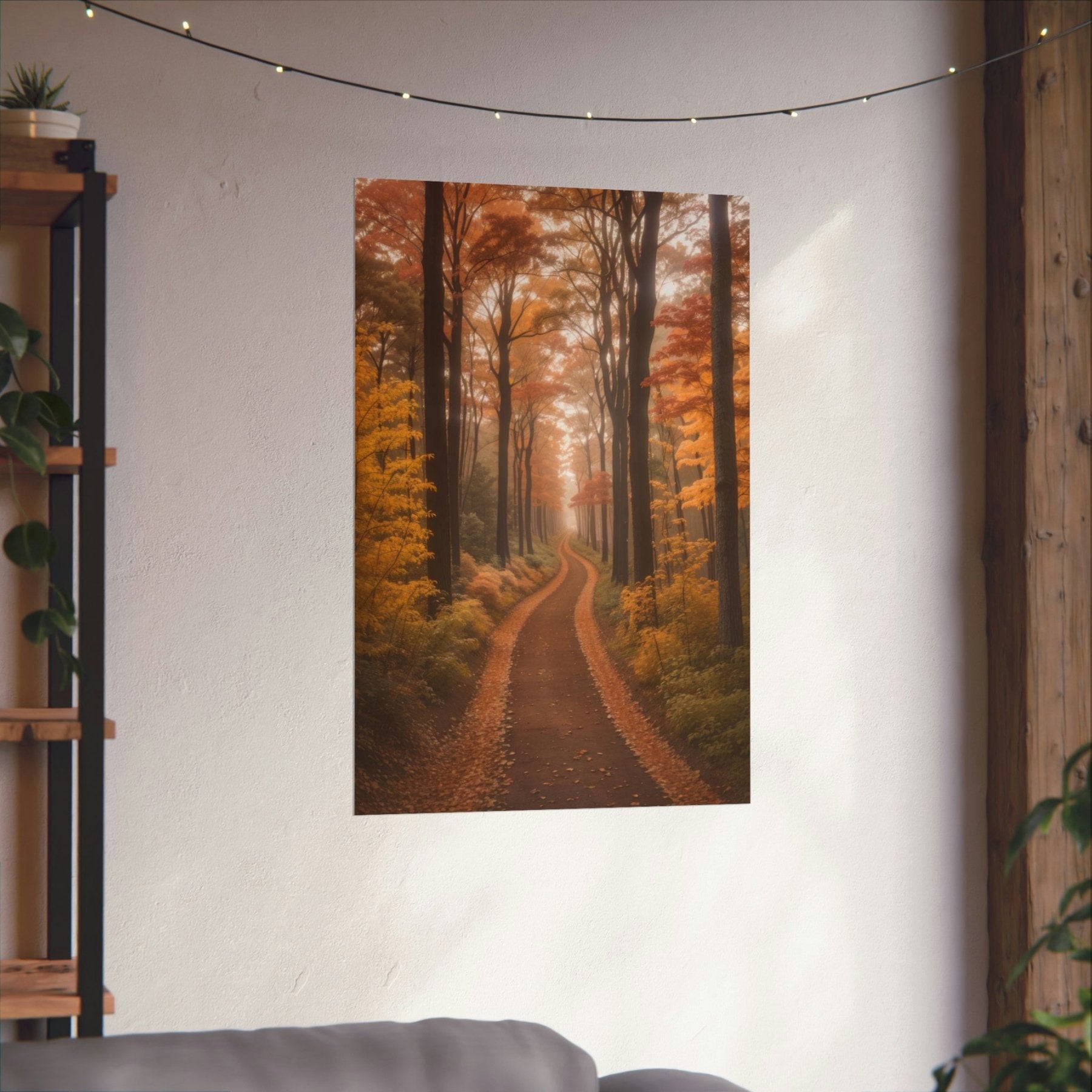 Poster print of Forest scene in the season of Fall Autumn hung on a wall | Janlyn's Crafts