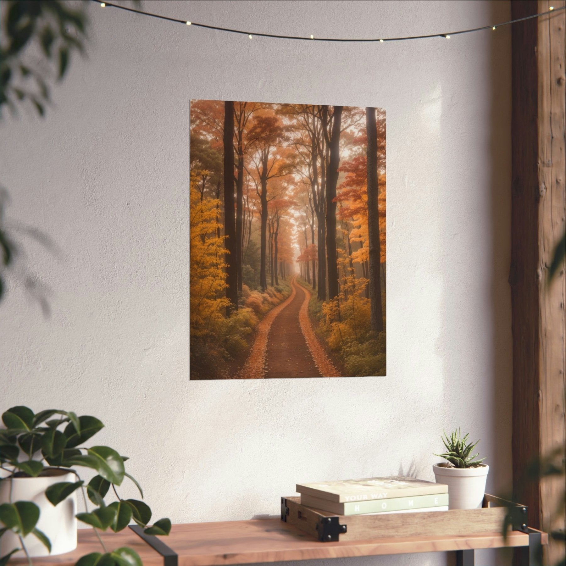 Poster print of Forest scene in the season of Fall Autumn hung on a wall | Janlyn's Crafts