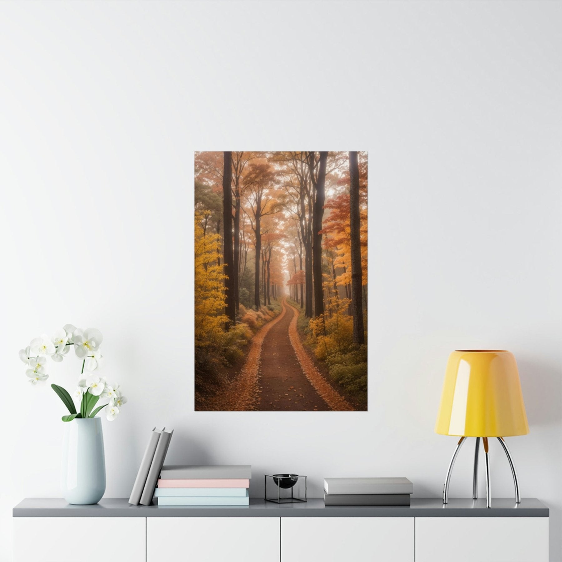 Poster print of Forest scene in the season of Fall Autumn hung on a wall | Janlyn's Crafts