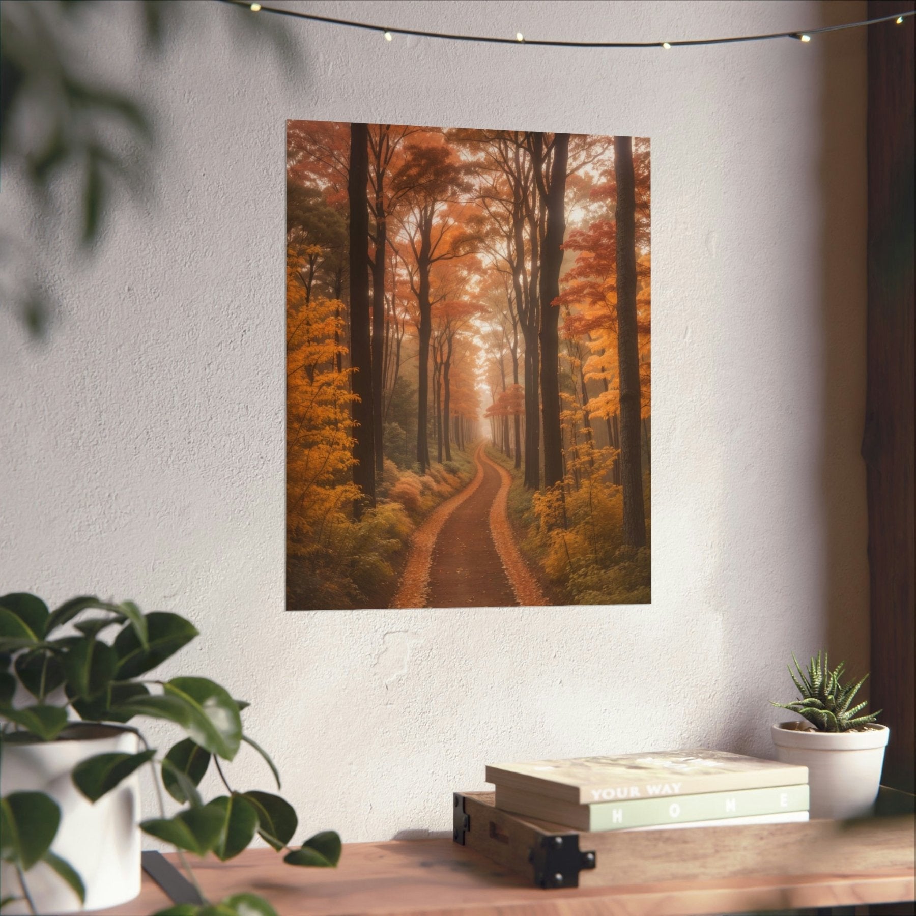 Poster print of Forest scene in the season of Fall Autumn hung on a wall | Janlyn's Crafts