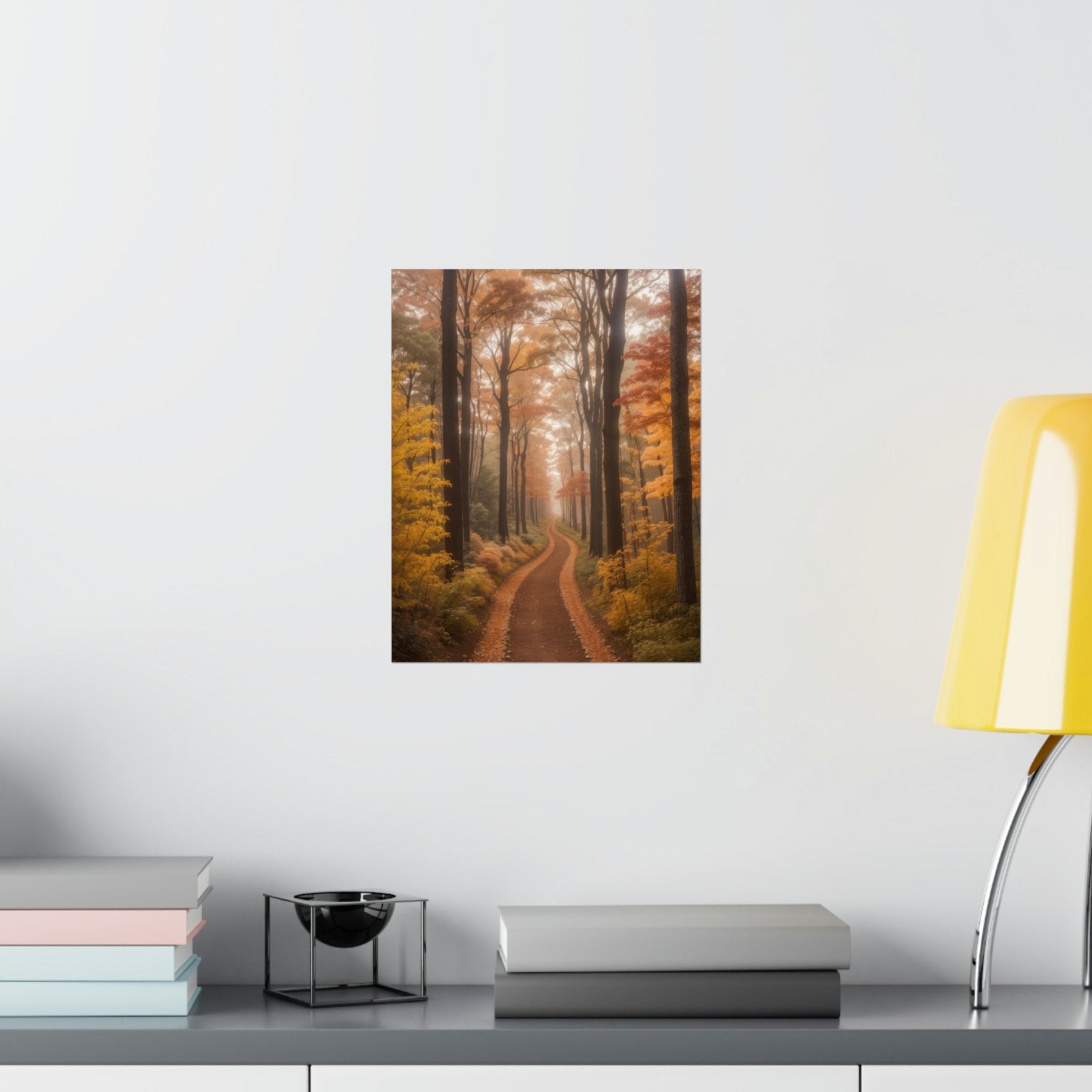 Poster print of Forest scene in the season of Fall Autumn hung on a wall | Janlyn's Crafts