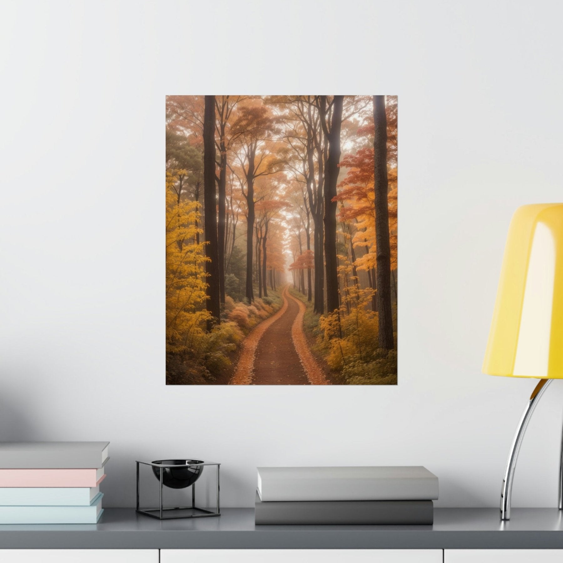 Poster print of Forest scene in the season of Fall Autumn hung on a wall | Janlyn's Crafts