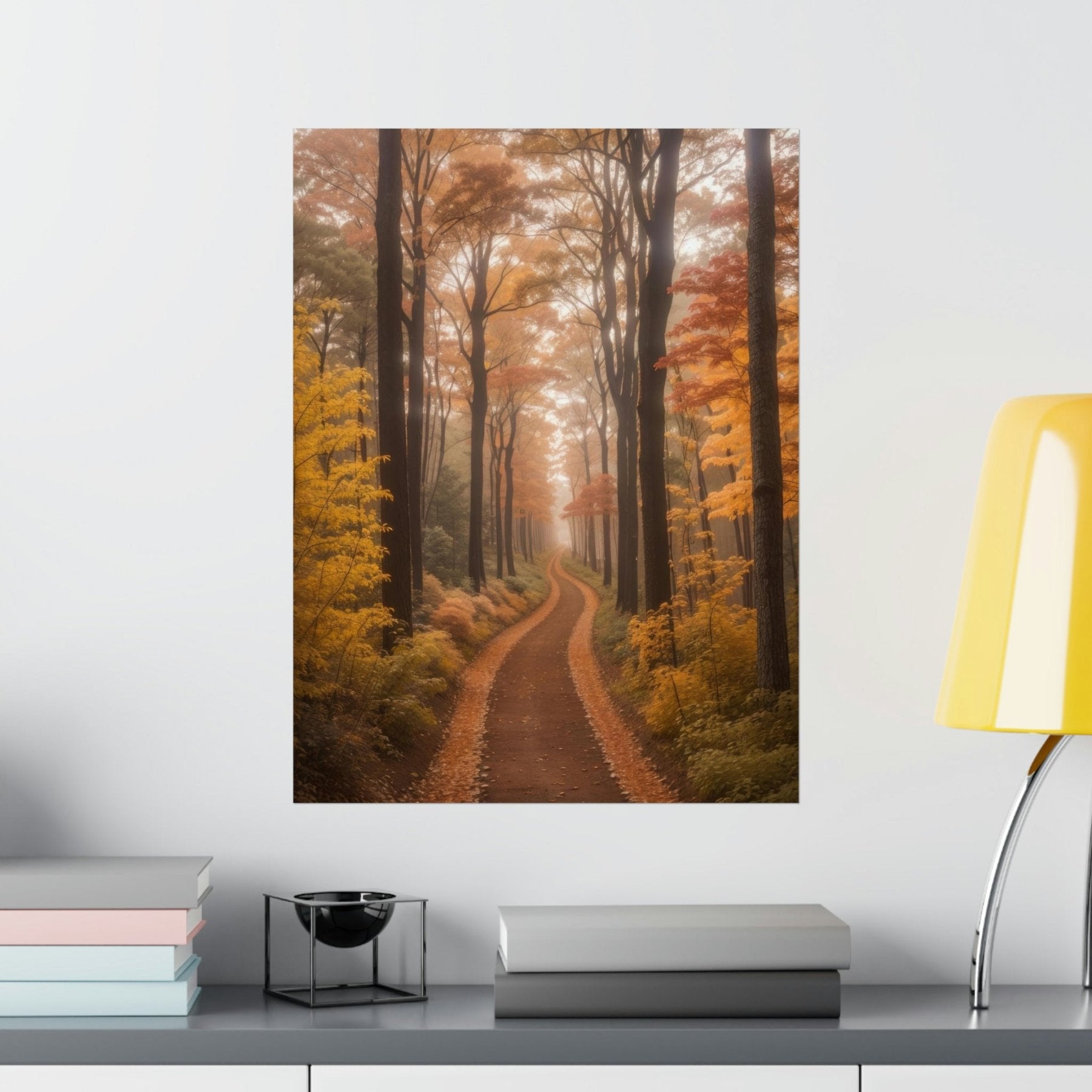 Poster print of Forest scene in the season of Fall Autumn hung on a wall | Janlyn's Crafts