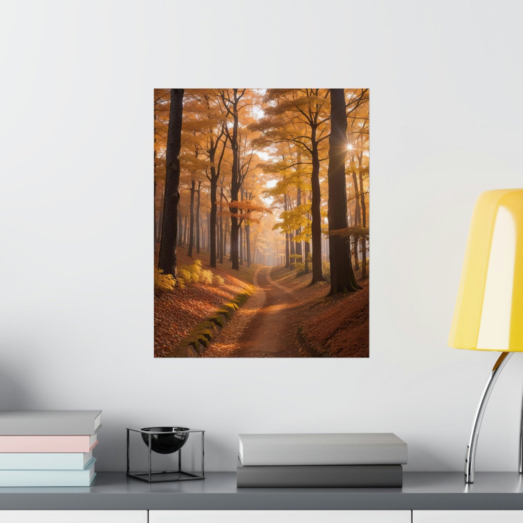 Poster print of Forest scene in the season of Fall Autumn hung on a wall | Janlyn's Crafts